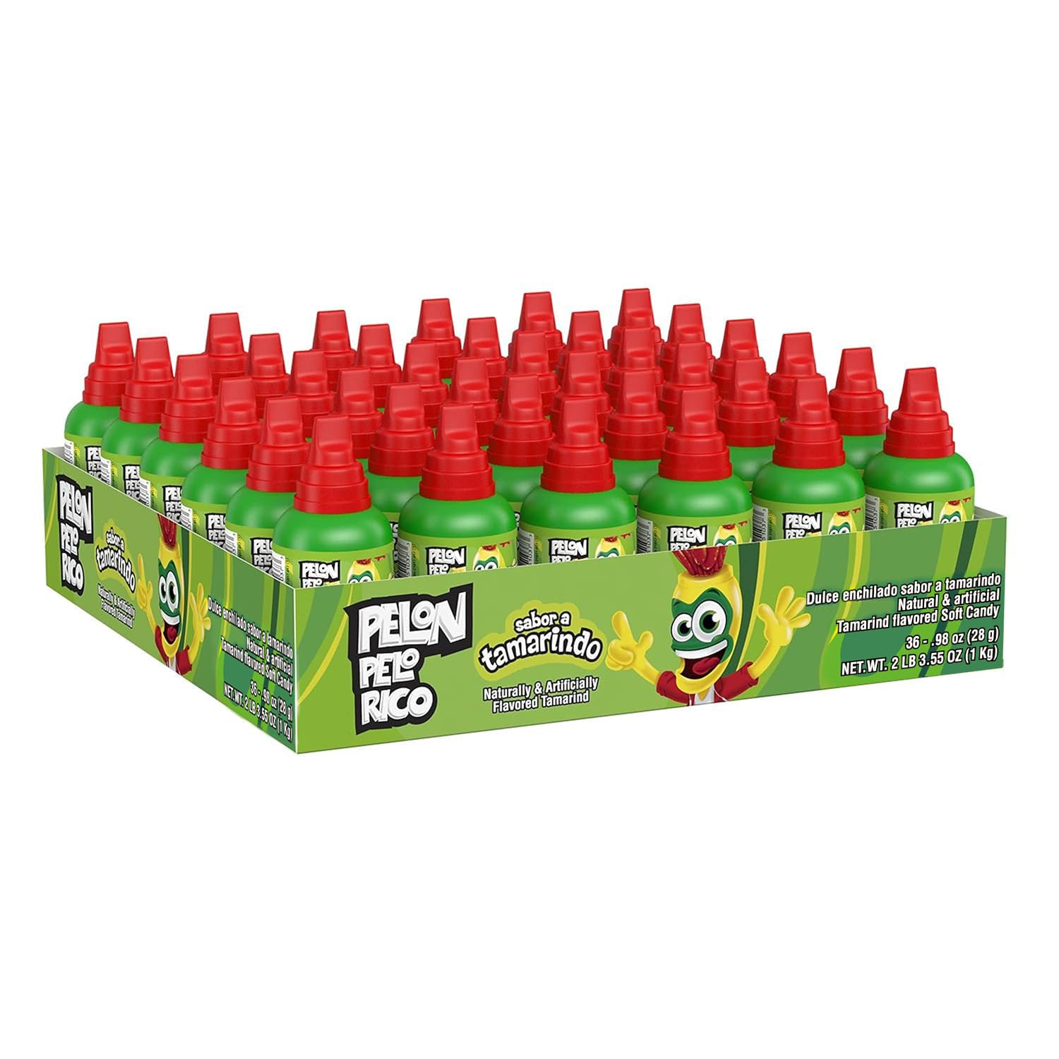 LORENA-PELON PELON PELO RICO Tamarind Candy Bottles, 1 oz (36 Count)