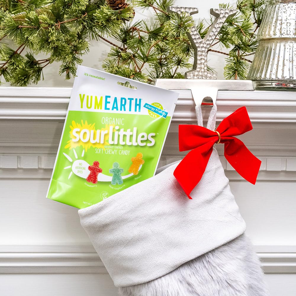 YumEarth Organic Sour Littles Chewy Candy - Allergy Friendly (Top 9 Free), No Artificial Dyes or Flavors, Non GMO, Gluten Free, Vegan Candy Snacks - 5 Ounce Bag (Pack of 6)