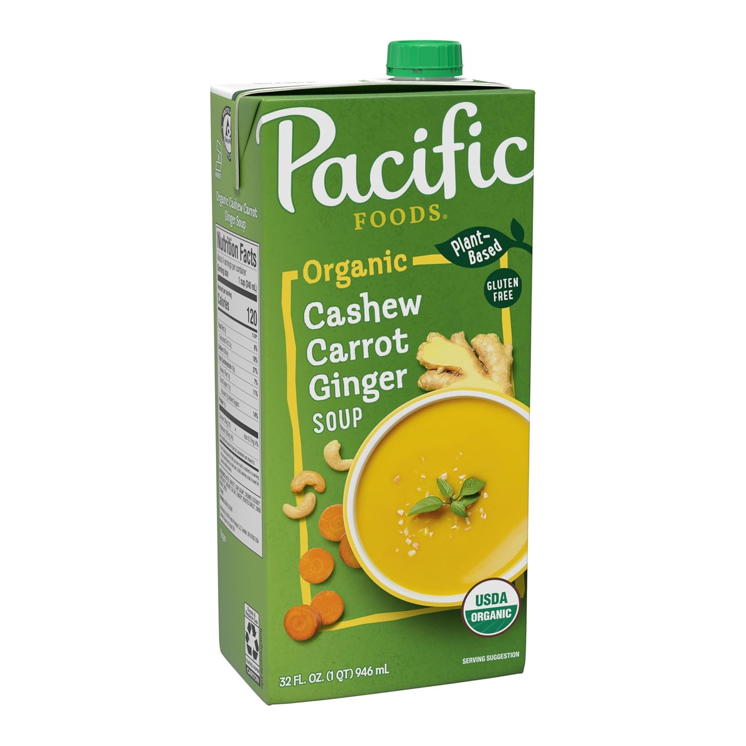 Pacific Foods Organic Cashew Carrot Ginger Soup, 32 oz Carton