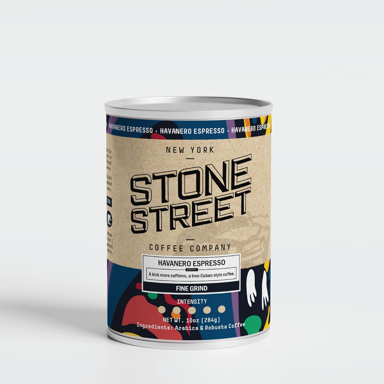 Stone Street Coffee Ground Espresso, Fine Grind, 10 Ounce Can, Dark Roast, Bold Cuban Style ‘Havanero’ Blend