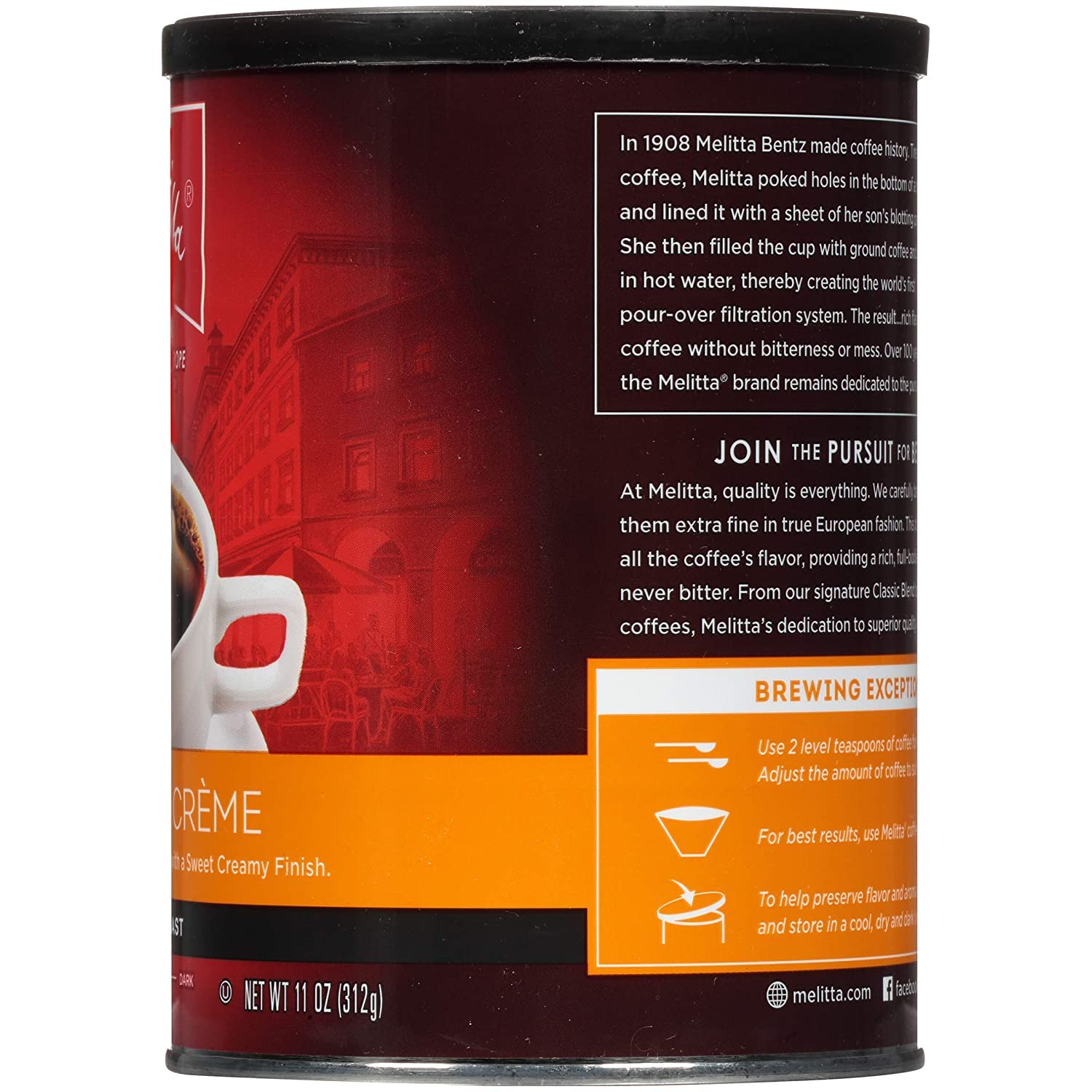 Melitta, Ground Coffee, Hazelnut Crème, 11oz Can (Pack of 2)