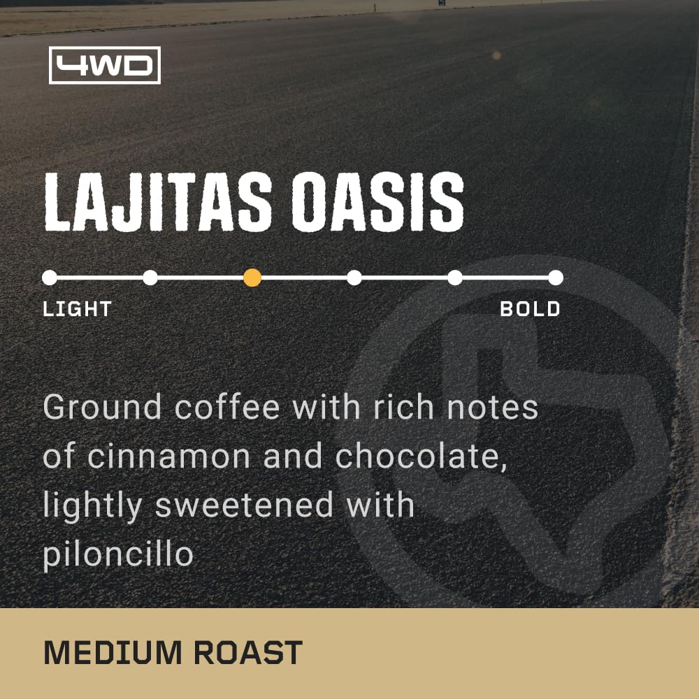 4wdCoffee Lajitas Oasis Ground Coffee - Medium Roast - 12 Oz Bag - Arabica Beans - Fresh Roasted in Texas - Desert Inspired Flavor