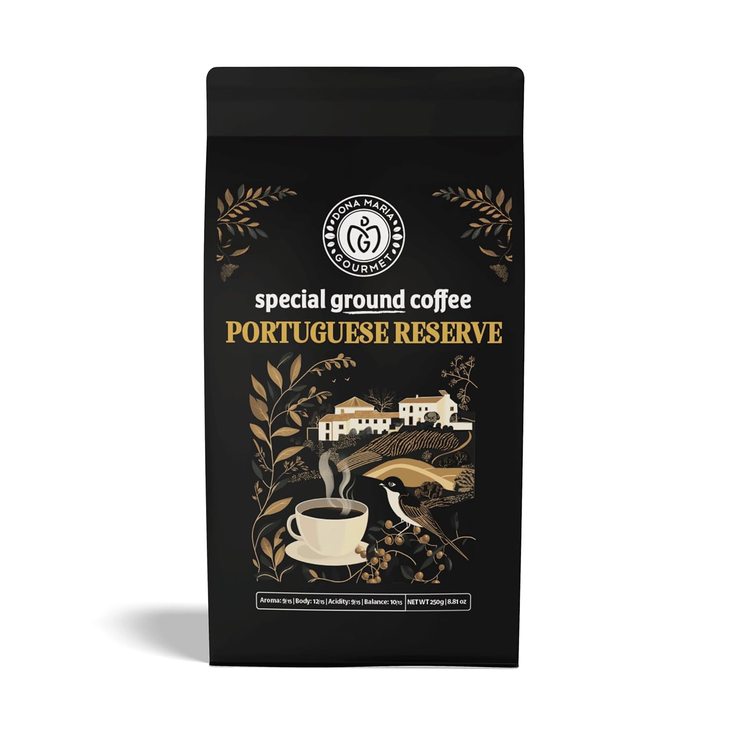 Premium Portuguese Ground Coffee: Artisanal Blend of Arabica & Robusta in 8.82 oz - A Journey to Portugal's Finest Coffee Estates with Every Brew