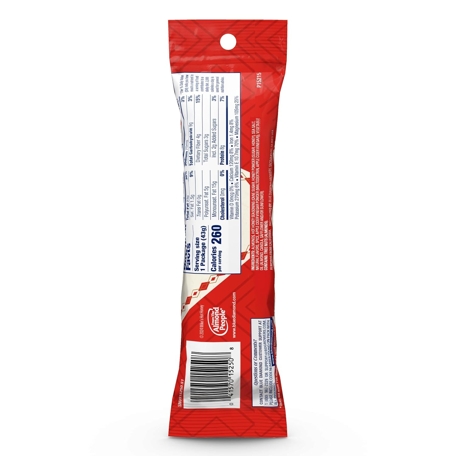 Blue Diamond Almonds, Made with Mike’s Hot Honey Infused with Chilies for a Perfect Sweet and Spicy Snack Nut Combination, Pack of 12, 1.5oz. Servings