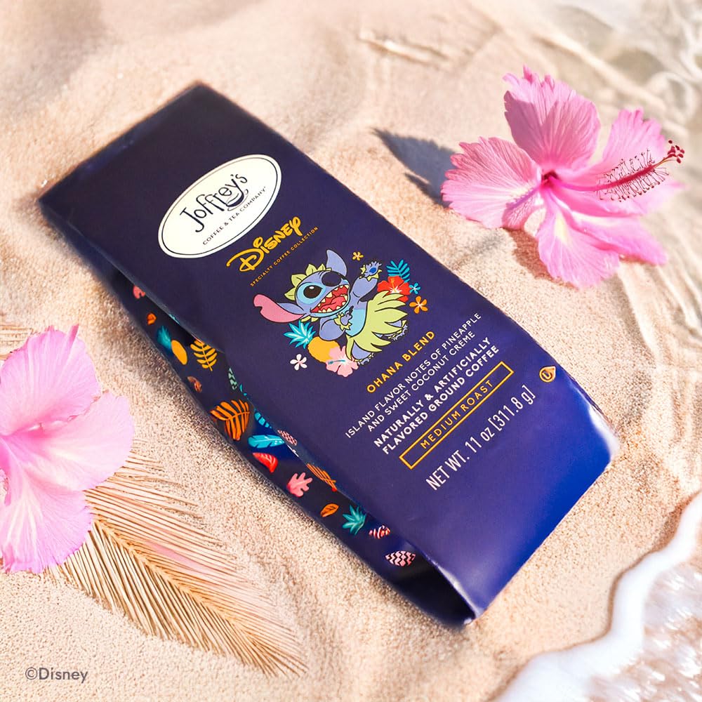 Joffrey’s Coffee - Disney Stitch Ohana Blend, Medium Roast Ground Coffee, Flavor Notes of Pineapple & Sweet Coconut Crème (Ground, 11oz)