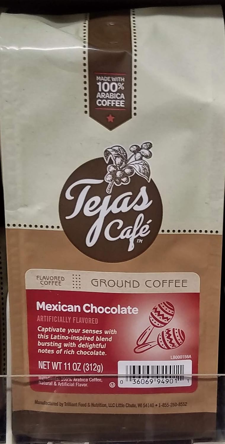 Tejas Cafe Mexican Chocolate Ground Coffee 11 oz (Pack of 2)