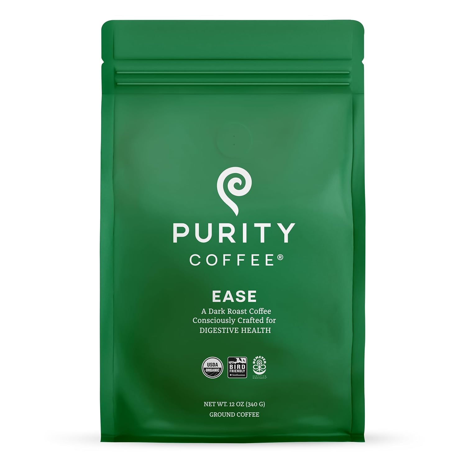Purity Coffee FLOW Original Medium Roast Ground Coffee for Focus and Clean Energy - USDA Organic and Third-Party Tested for Antioxidants, Mold, Mycotoxins and Pesticides - 12oz (Purity Flow, medium_roast) | Ground| FLOW