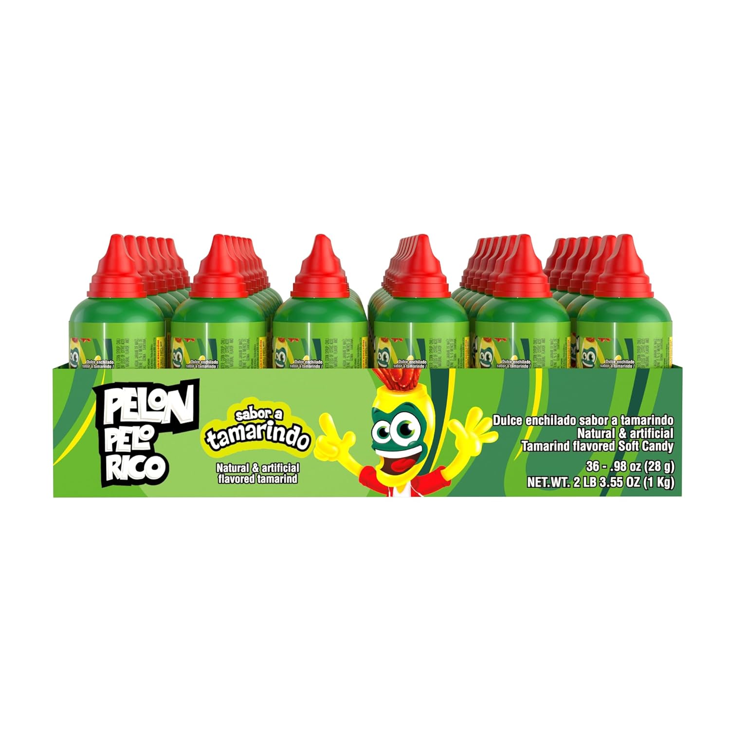 LORENA-PELON PELON PELO RICO Tamarind Candy Bottles, 1 oz (36 Count)