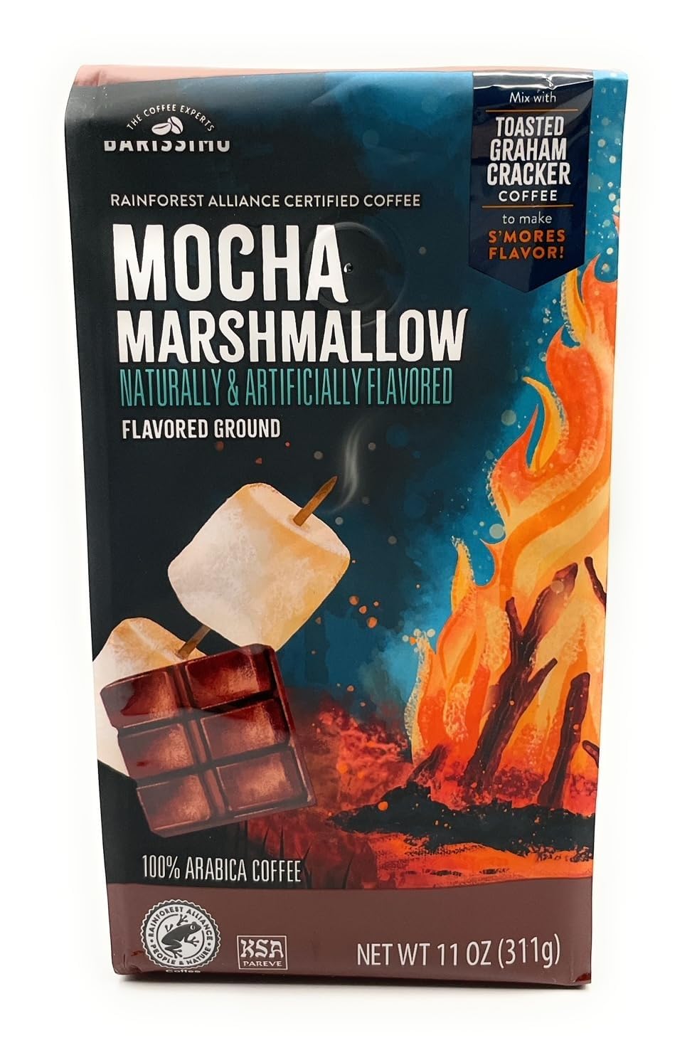 Mocha Marshmallow Light Roast Ground Arabica Coffee, Barissimo 11oz/311 g – Pack of 1