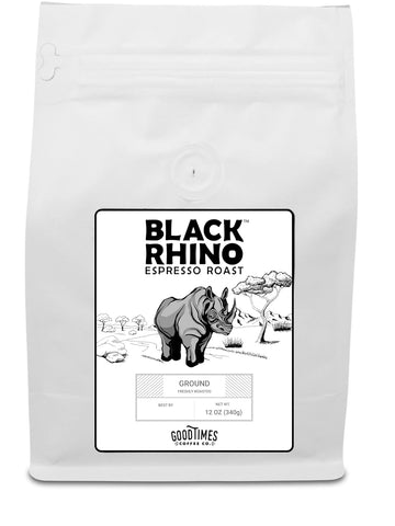 Black Rhino Arabica Coffee Espresso Dark Roast, Medium Ground, Small Batch Artisan, 12 Ounce (Pack of 1)