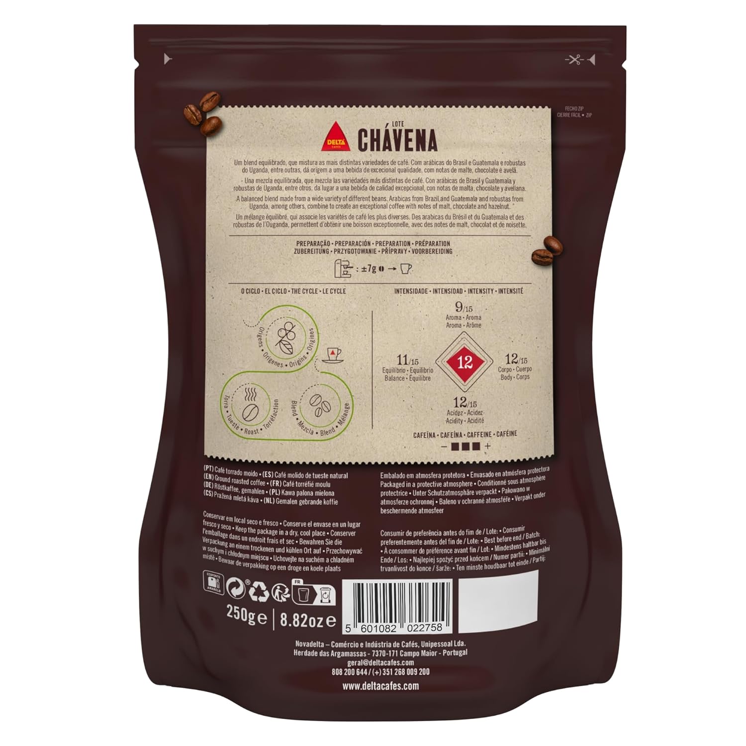 Delta Cafés Lote Chávena Ground Coffee, Smooth and Delicious Medium Roast Coffee, Espresso Machine Compatible, Universal Grinding 8.81 Ounces (Pack of 3)