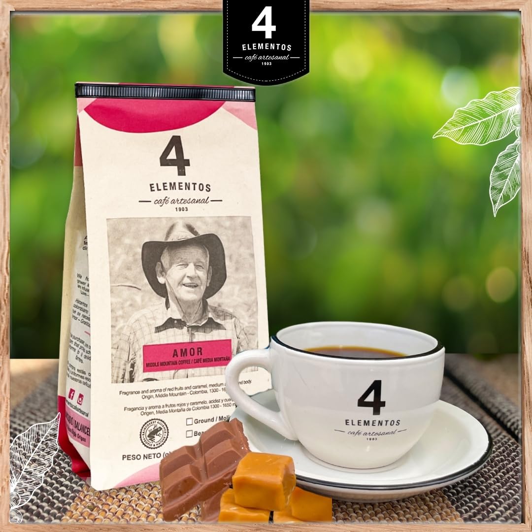 4 Elementos | Ground Specialty Coffee, Medium Roast, 100% Arabica from Colombia, Red Berries & Caramel Notes, 12oz (Pack of 2)