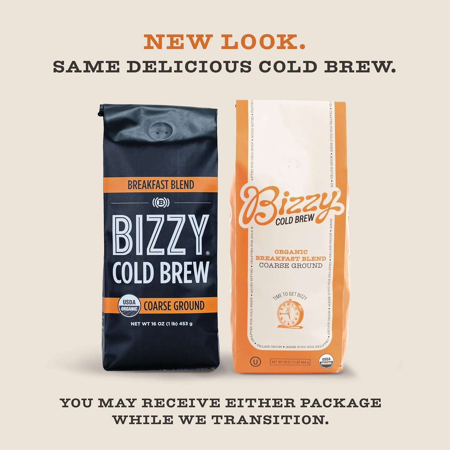 Bizzy Organic Cold Brew Coffee | Bundle | Coarse Ground Coffee | Breakfast Blend 1 LB + Breakfast Blend Brew Bags 4-count | 2 Pack