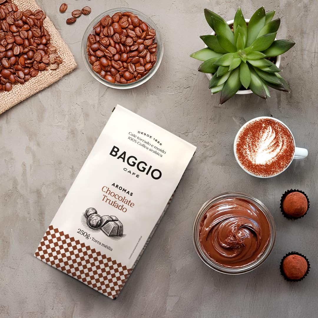 Baggio Café Ground Gourmet Coffee Flavored Truffled Chocolate - Medium Roast 8.8 oz