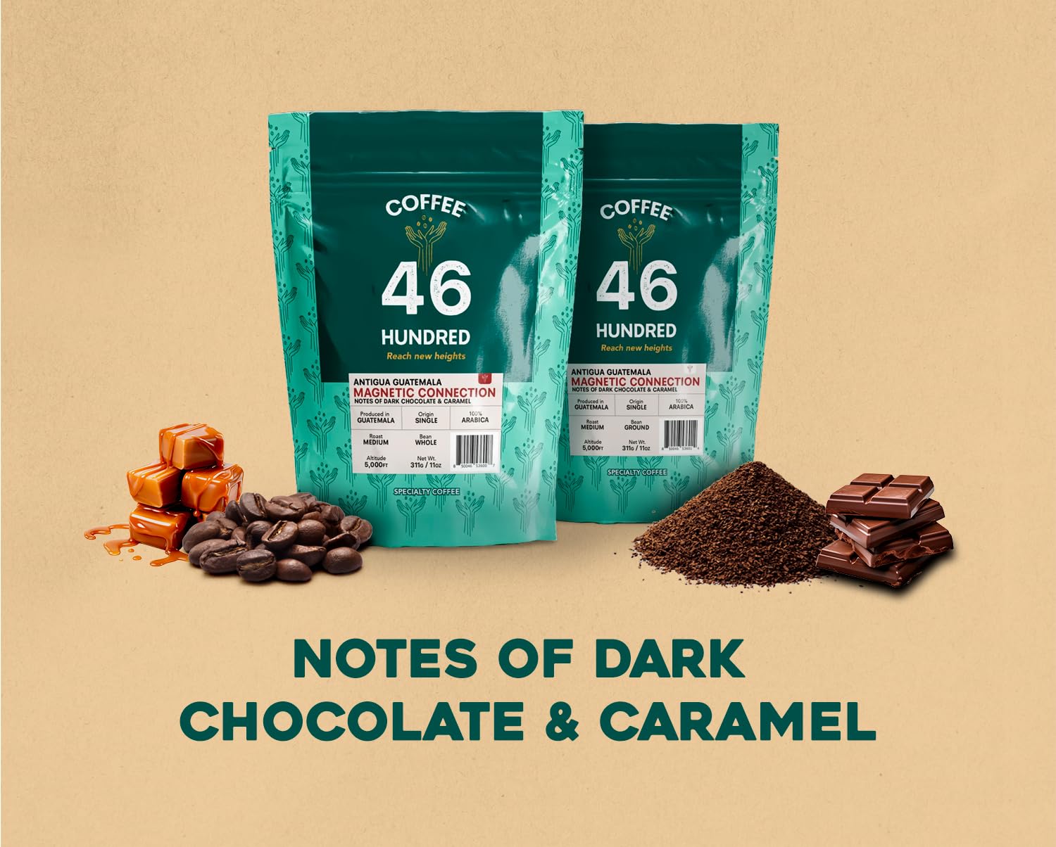COFFEE 46 HUNDRED® Antigua Guatemala Ground Bean Specialty Coffee from Guatemala - 100% Arabica Single Origin - Medium Roast - 311g/11oz - High Altitude Coffee - Grown at 5,000 ft