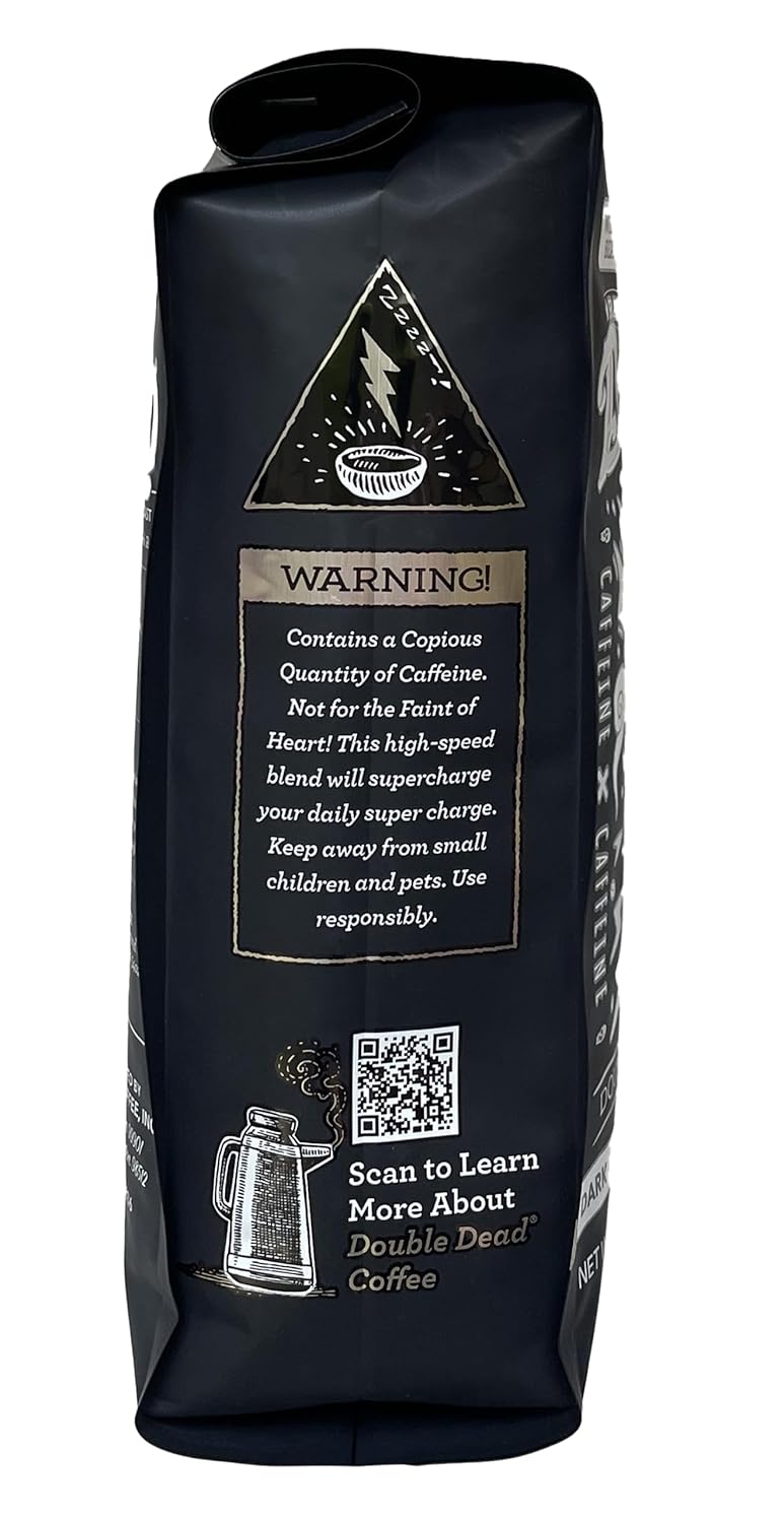 Raven's Brew Coffee High Caffeine Coffee Dark Roast Ground - Double Dead 2-pack of 12oz