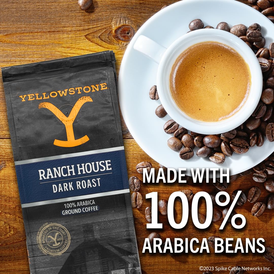 Yellowstone Ranch House Dark Roast Coffee,100% Arabica Ground Coffee, 12 oz.
