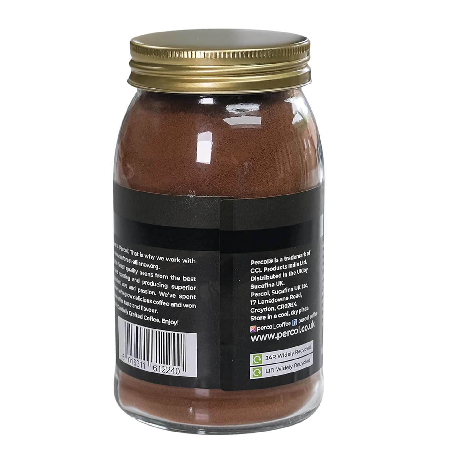 PERCOL ESPRESSO NOIR Instant Coffee Full-Flavored Taste & Silky Crema Finish – Dark, Intense Robusta Blend 3.5 oz 1 Pk