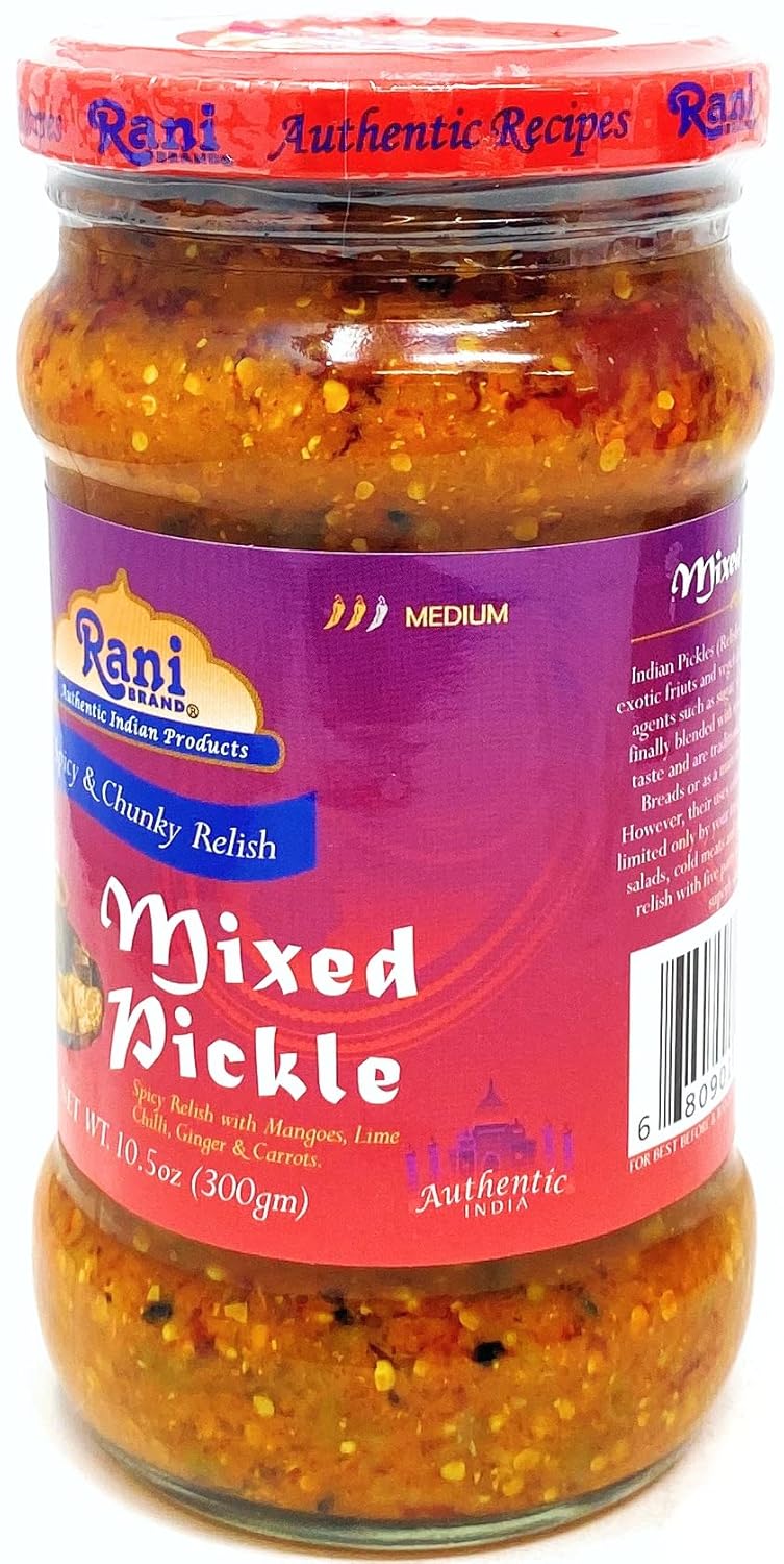 Rani Mixed Vegetable Pickle (Achar, Spicy Indian Relish) 10.5oz (300g) Glass Jar ~ Vegan | Gluten Free | NON-GMO | No Colors | Popular Indian Condiment, Indian Origin