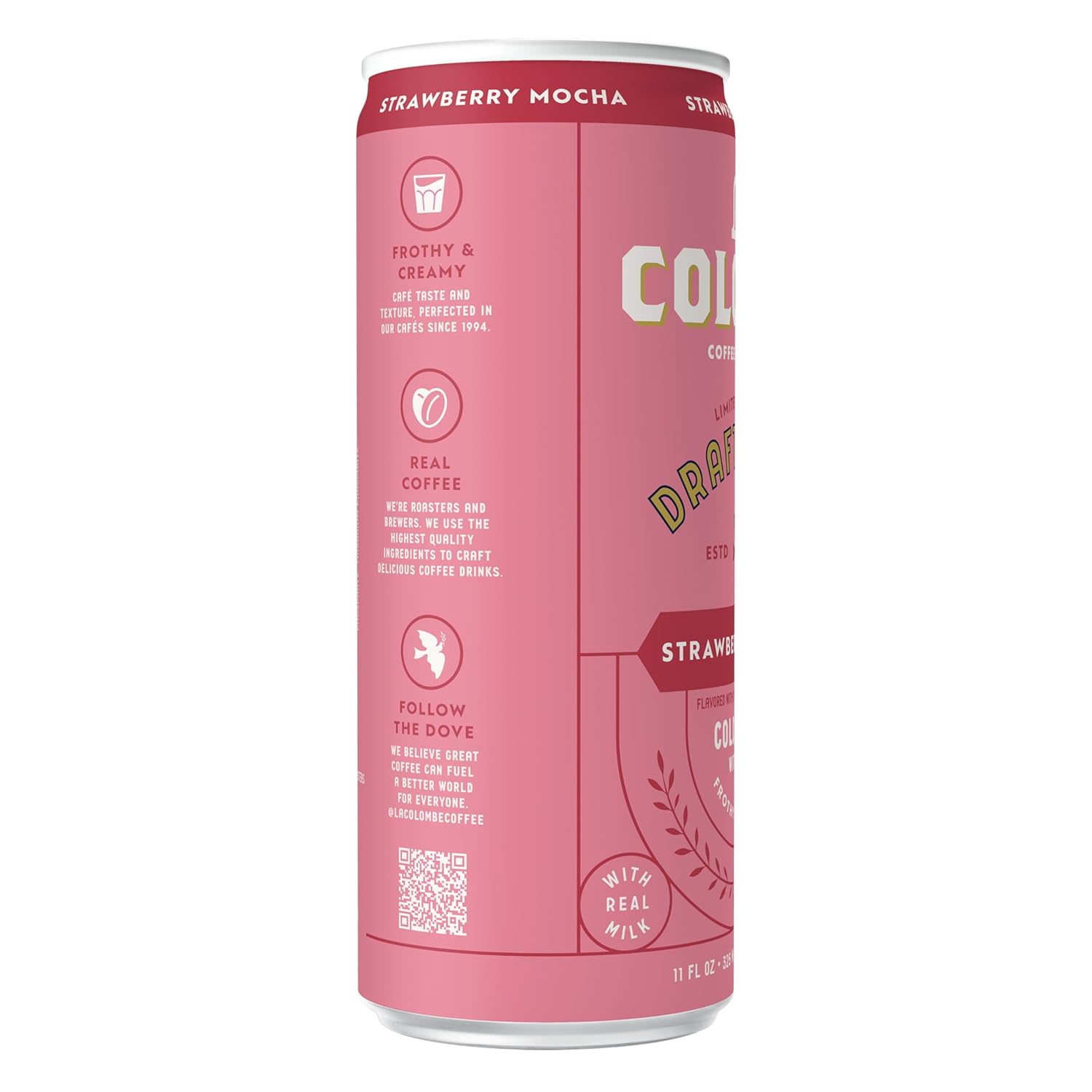La Colombe Coffee, Strawberry Mocha Cold Brew Draft Latte, 11 fl oz Cans (Pack of 12)