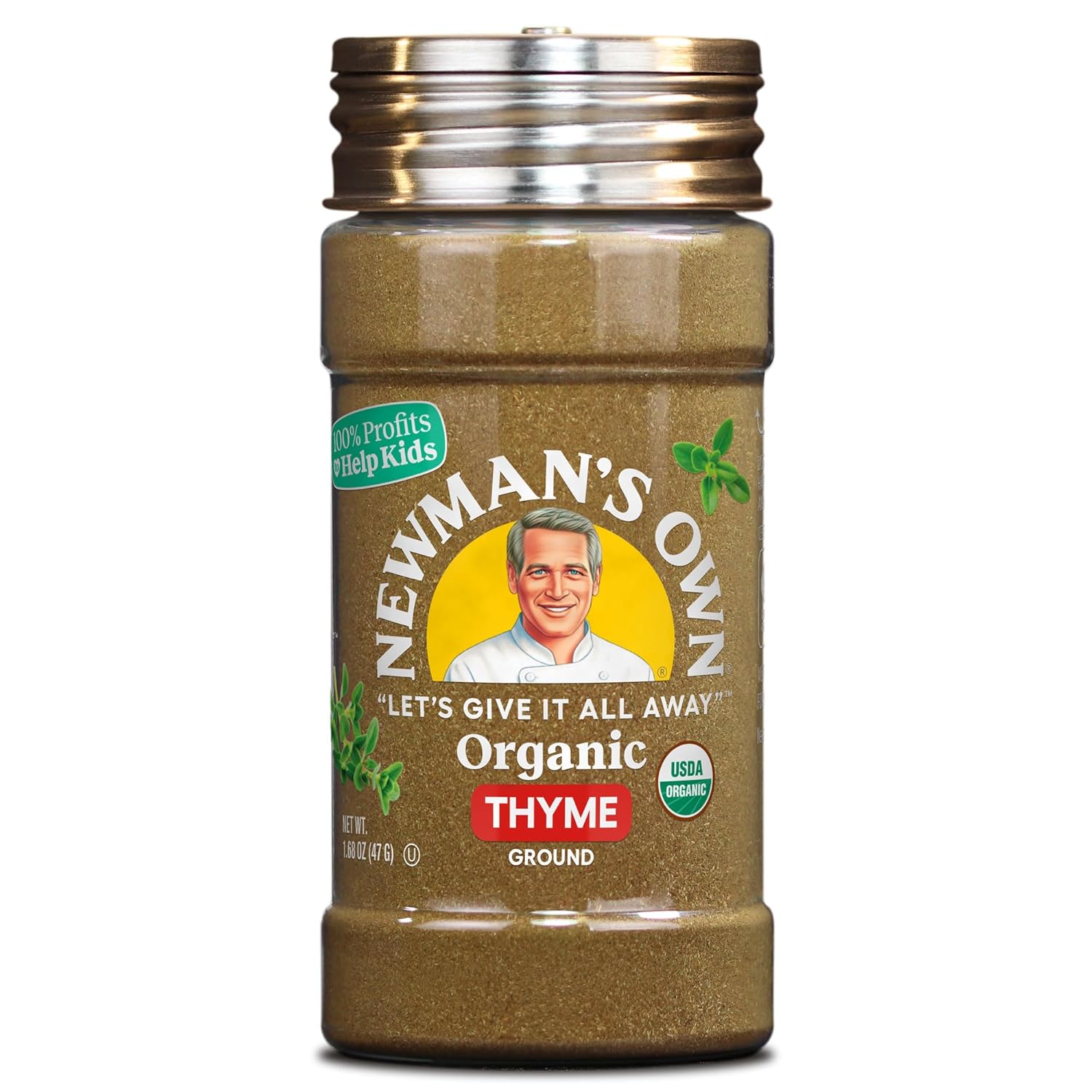 Newman's Own Organic Ground Thyme, Perfect for Meats, Vegetables, Stews, Non-GMO, Kosher, 1.68 Oz. Bottle