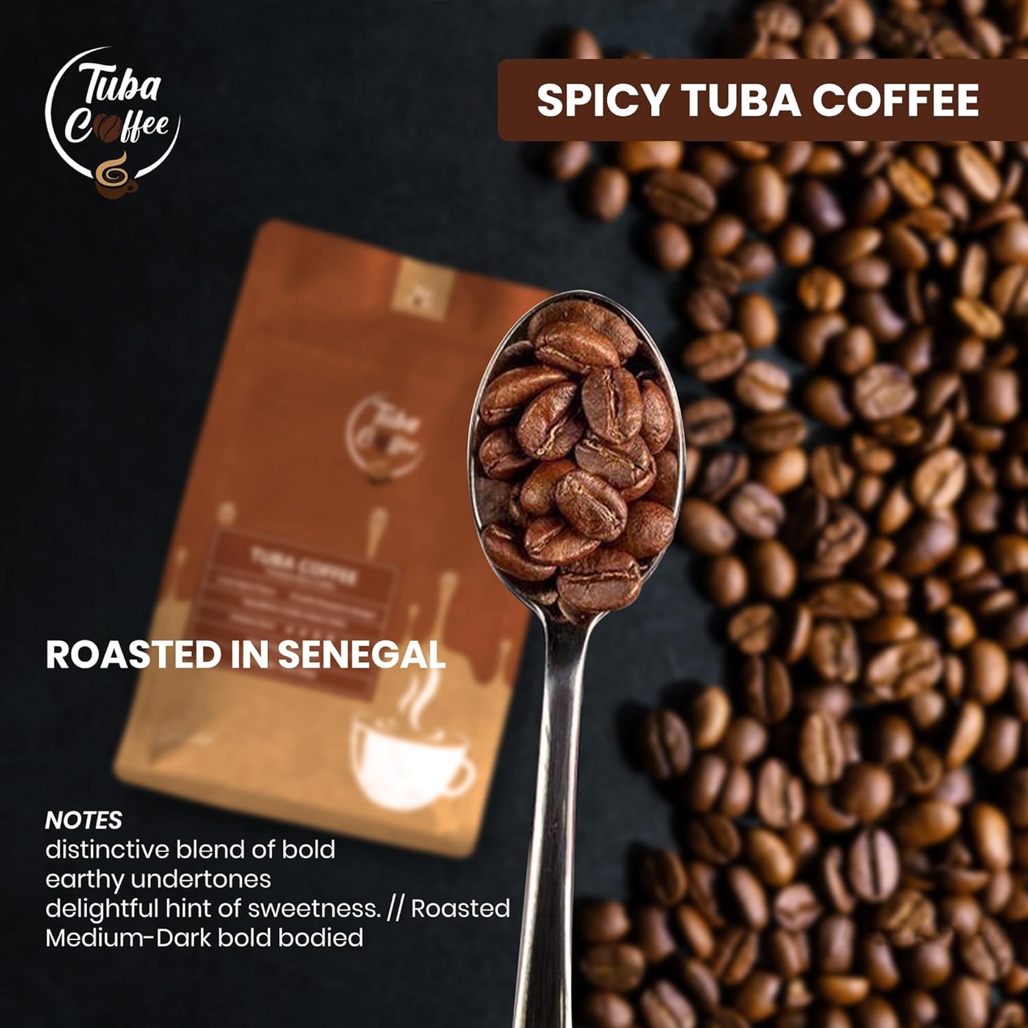 Tuba Coffee: Iconic Spicy Flavor | Proudly Roasted in Senegal | Arabica with Selim | Medium-Dark Roast | Ground | 7 0Z (200g)