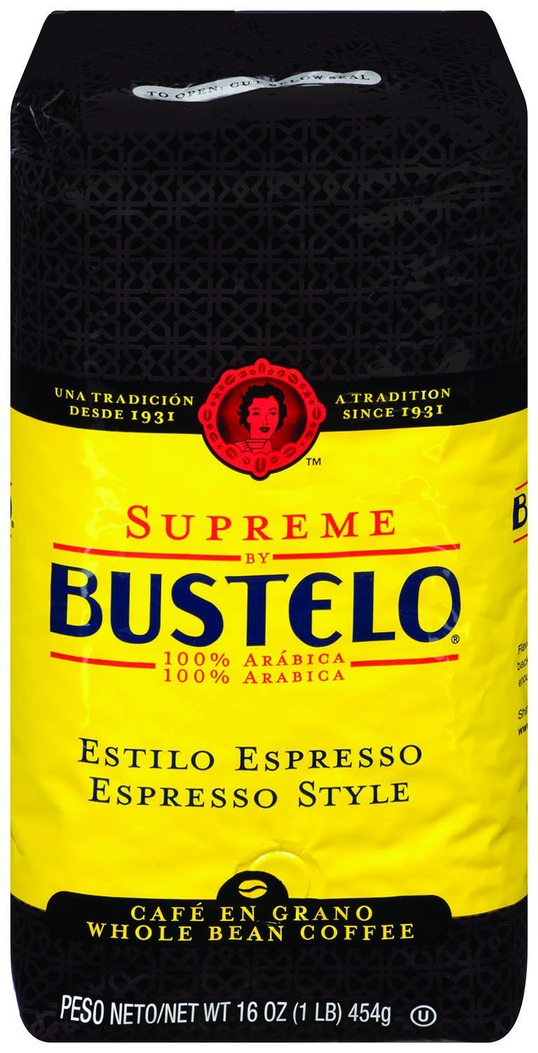 Supreme by Bustelo Whole Bean Espresso Coffee, 16-Ounce Bag (1 Pound)