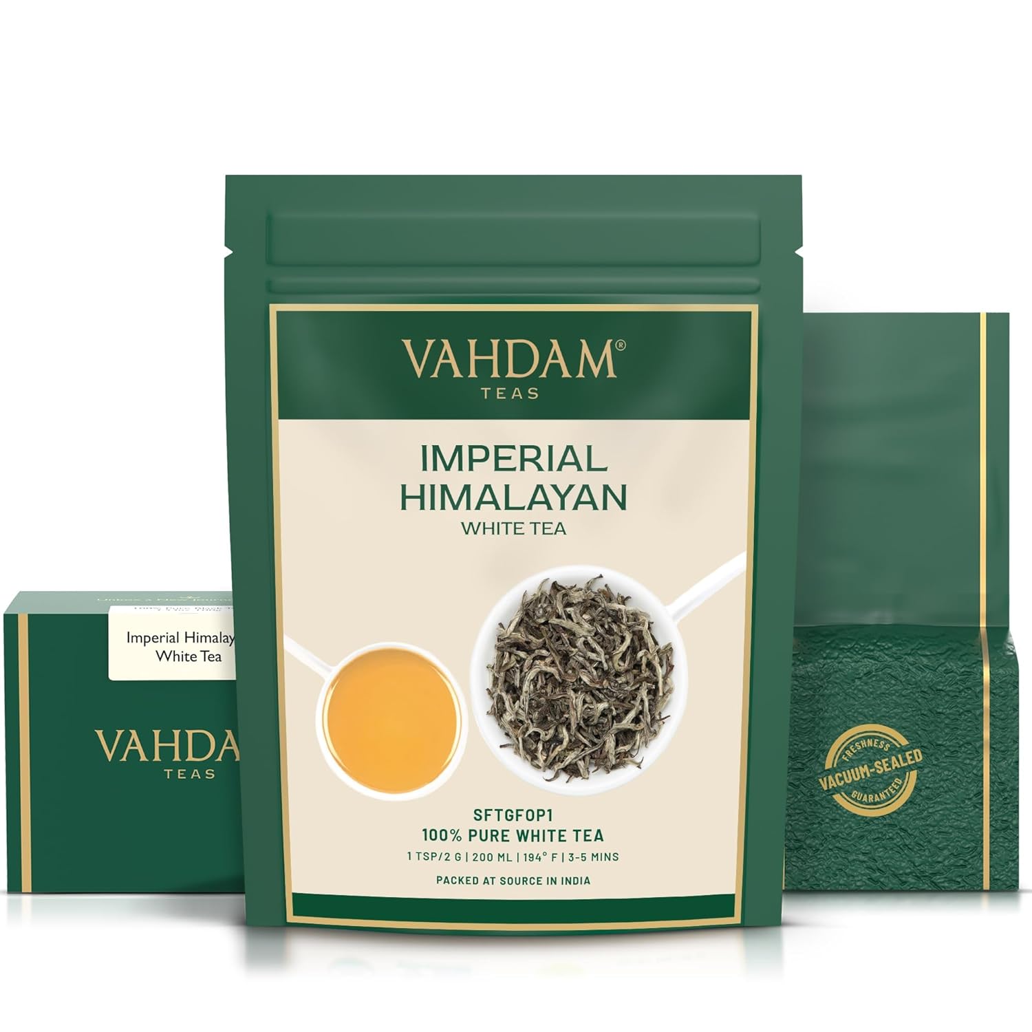 VAHDAM, Imperial White Tea Leaves From Himalayas (25 Cups/1.76oz) High Elevation Grown, White Tea Loose Leaf Tea | Pure Unblended Loose Leaf Tea | Vacuum Sealed