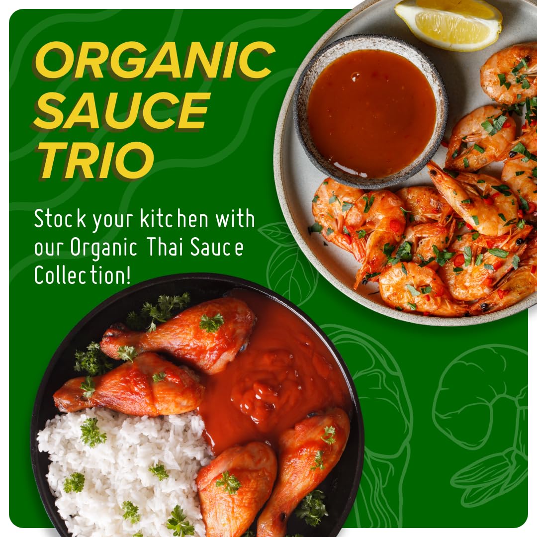 Asian Organics Sauces Variety Pack – Thai Sweet Chili, Sweet & Sour Sauce, Sriracha Chili Sauce, USDA Organic, Non-GMO, Gluten-Free, Made in Thailand, 9.47oz Each