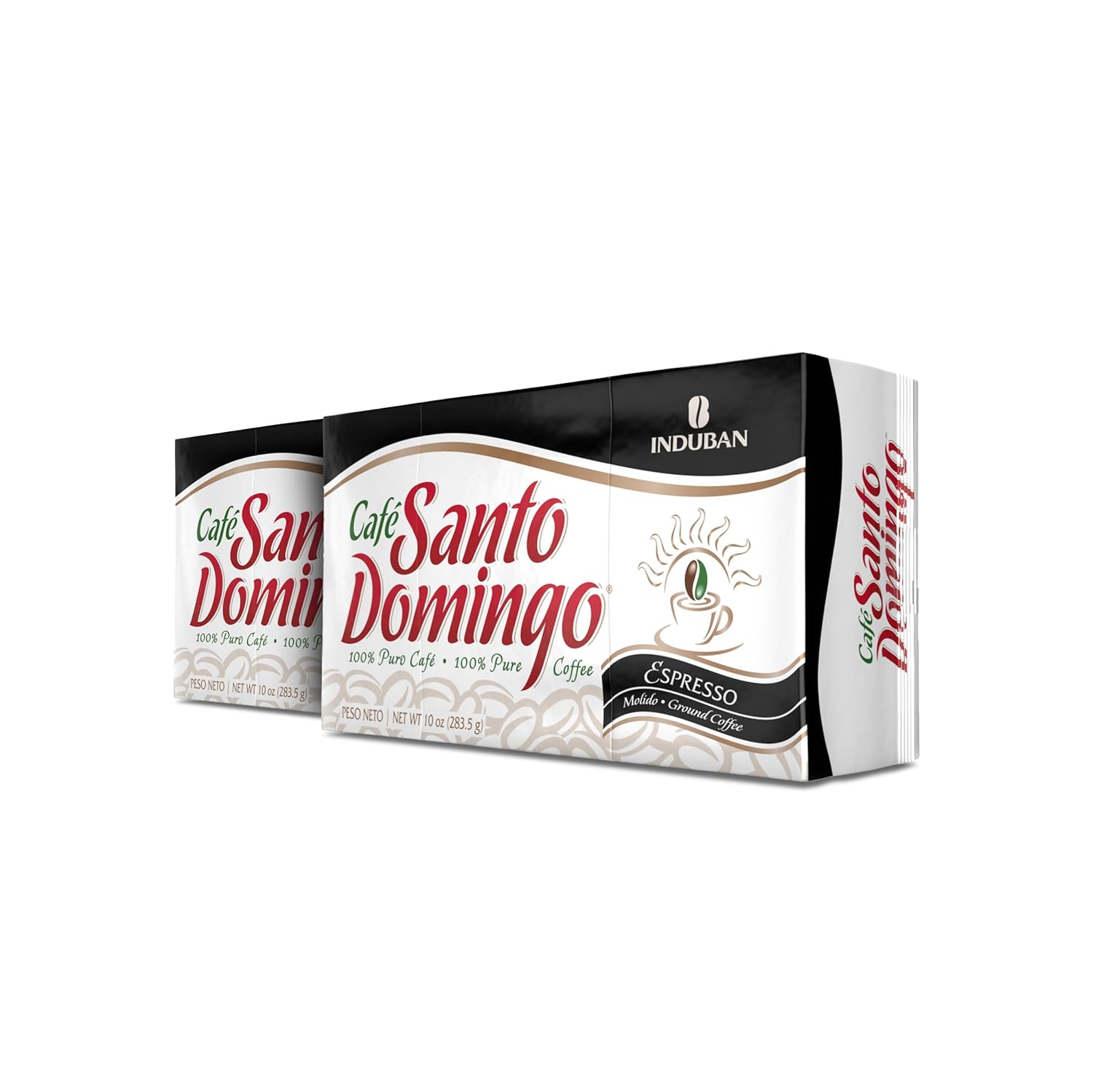 Café Santo Domingo Espresso, 10 oz Vacuum Bag, Ground Coffee, Dark Roast - Product from the Dominican Republic (Pack of 2)