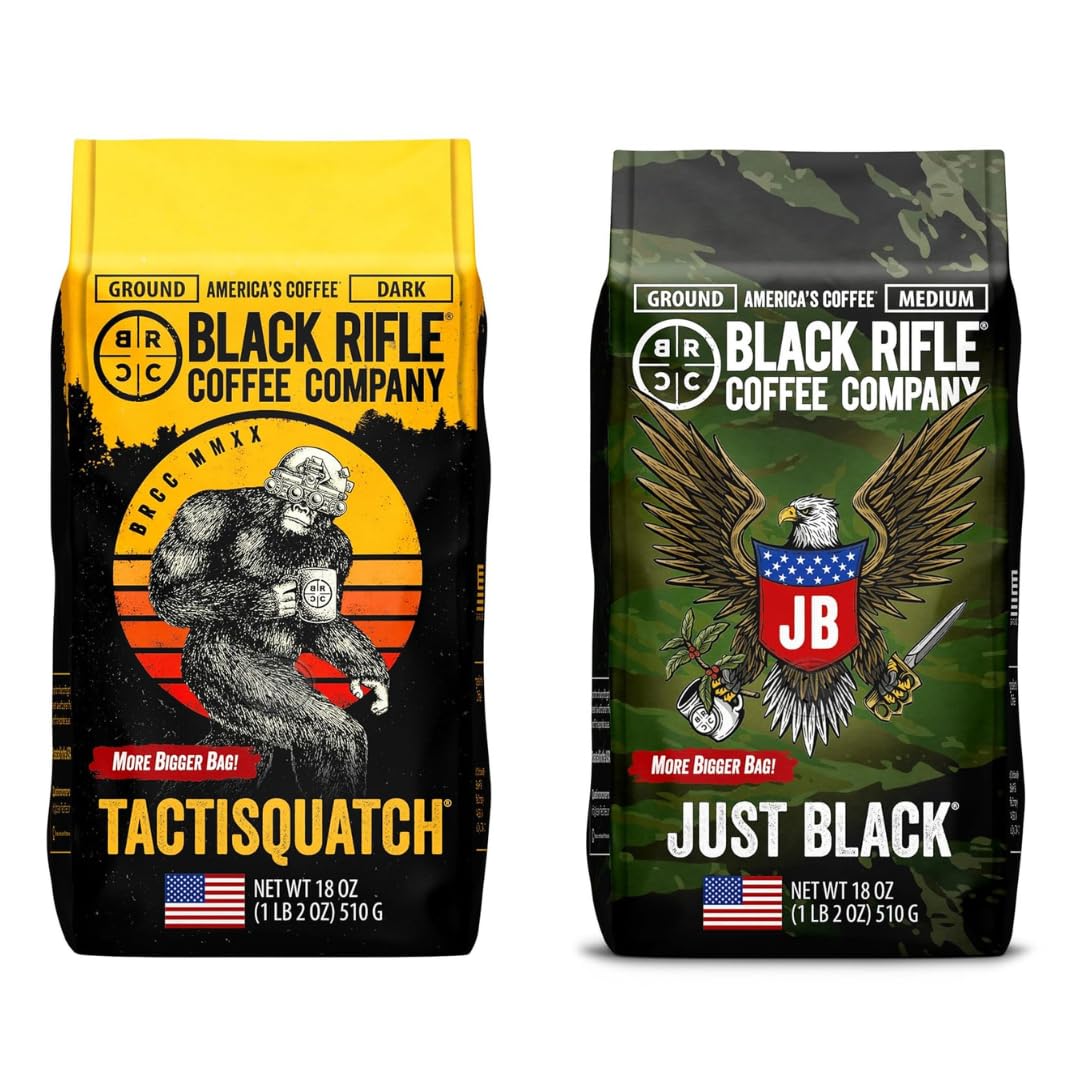 Black Rifle Coffee Company, Medium and Dark Roast Ground Coffee Variety 2 Pack, 18 OZ Bags