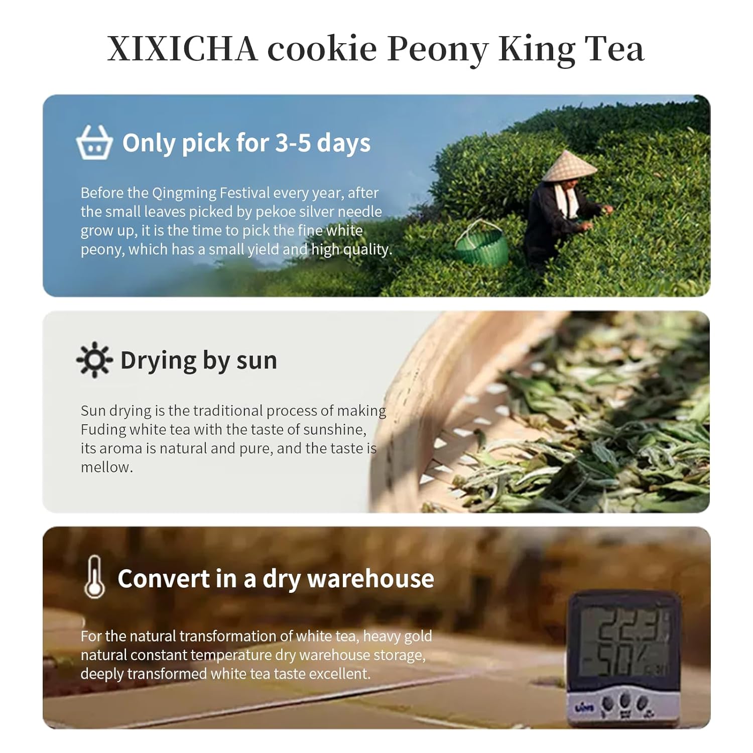 XIXICHA White Peony King White Tea Individually Packed Tea Cake Chinese Bai Mu Dan Fuding White Tea Unique Rich Aroma Of Flowers 牡丹王 白茶 白牡丹 福鼎白茶 4.4oz/125g (5box 25Bags)