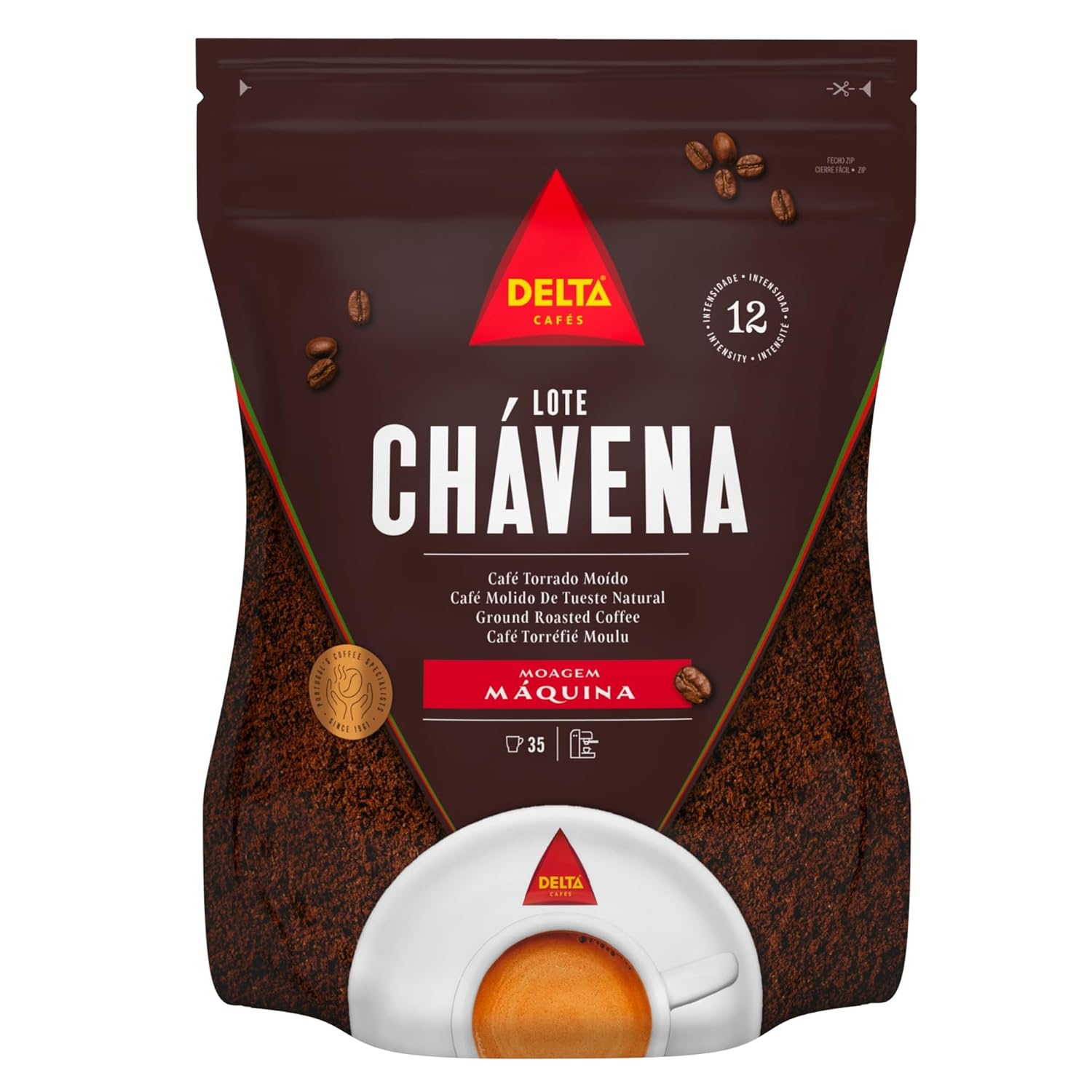 Delta Cafés Lote Chávena Ground Coffee, Smooth and Delicious Medium Roast Coffee, Espresso Machine Compatible, Universal Grinding 8.81 Ounces (Pack of 3)