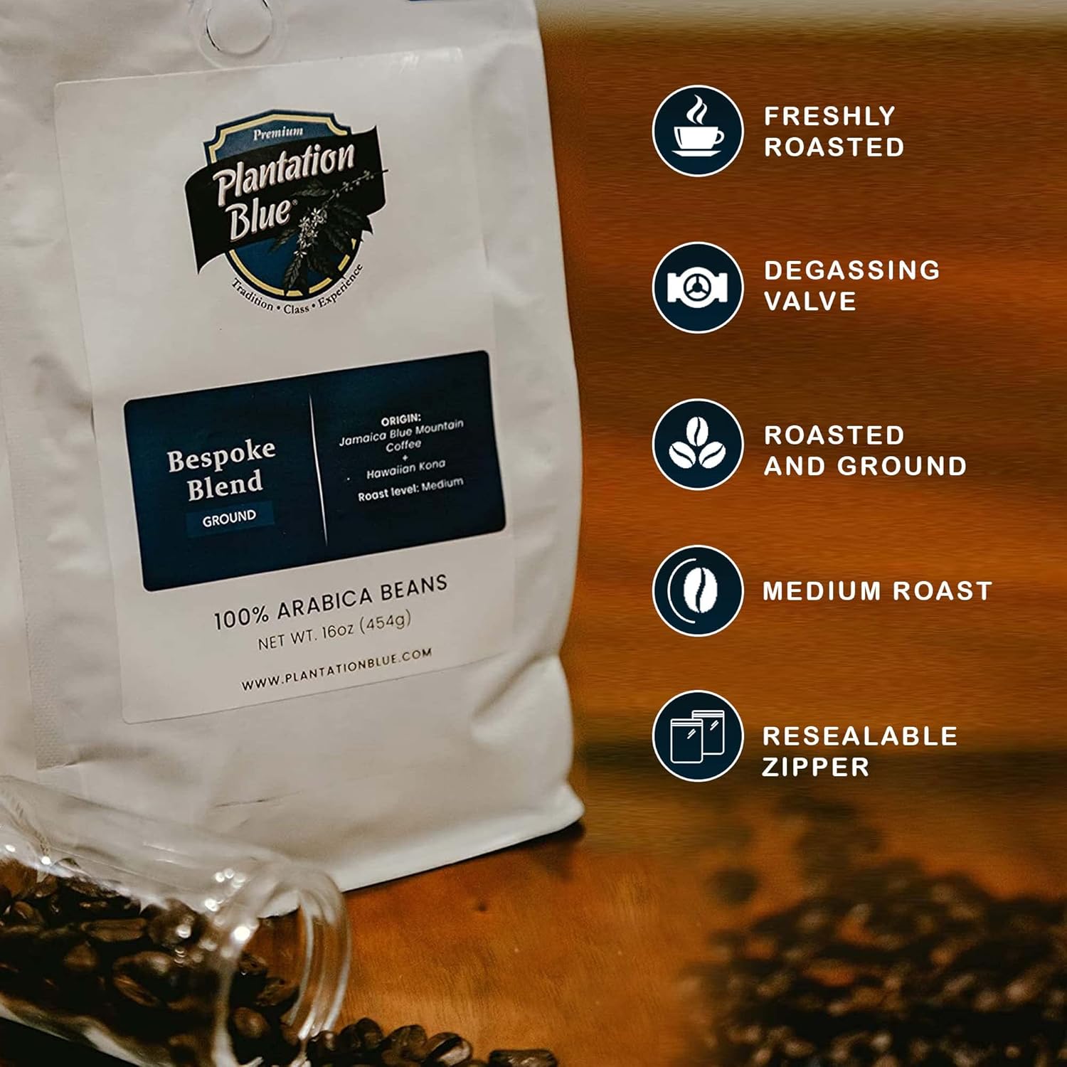Exotic Fusion Duo: 1lb Jamaica Blue Mountain Ground + 1lb Bespoke Blend Ground Coffee Medium Roast