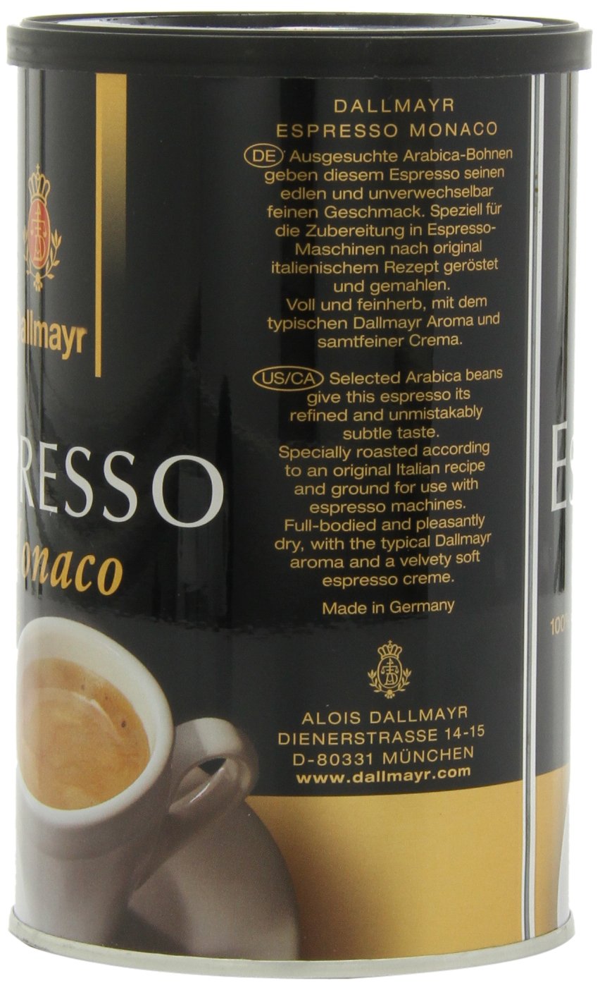 Dallmayr Gourmet Coffee, Espresso Monaco (Ground), 7-Ounce Tins (Pack of 4)