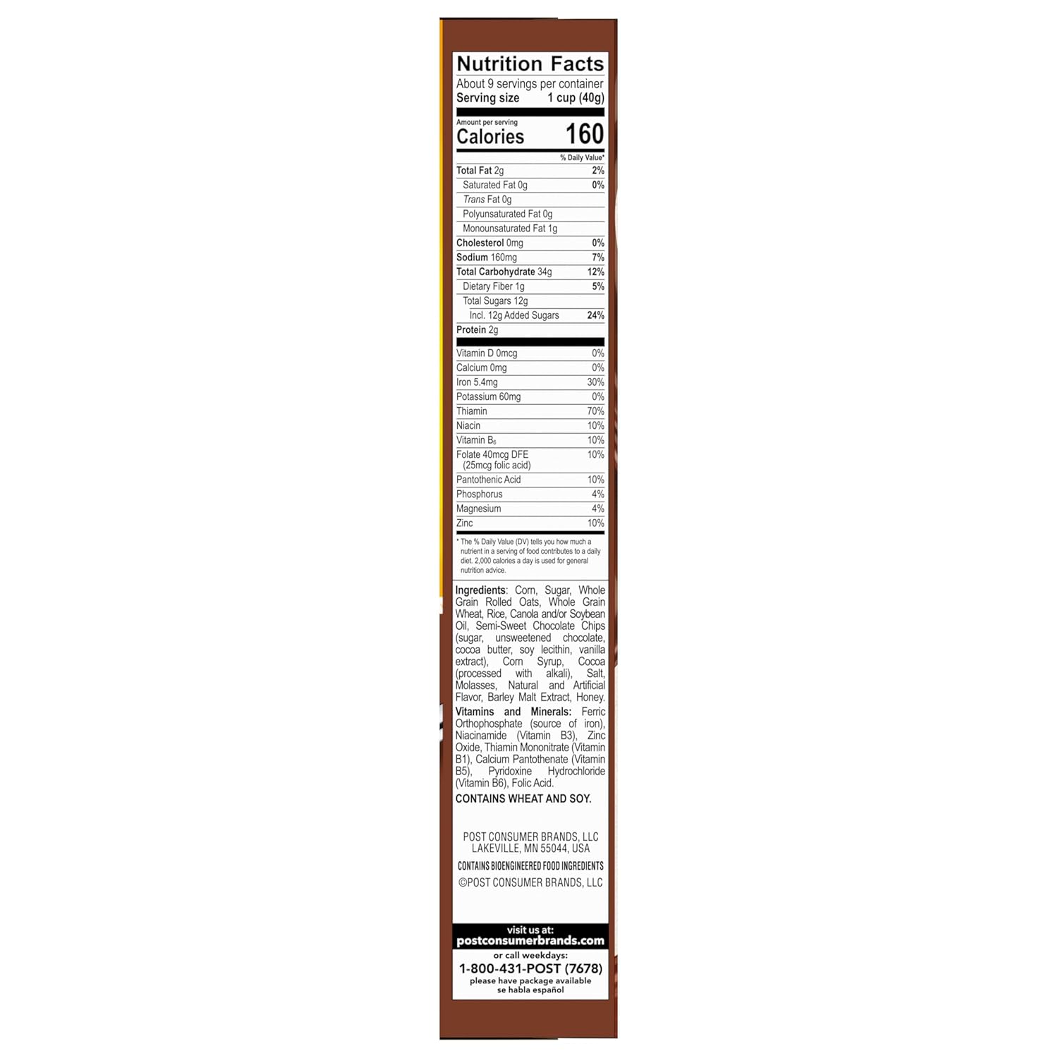 Post Honey Bunches of Oats Chocolate, Made with Whole Grain Cereal, Breakfast Cereal, 12oz Box