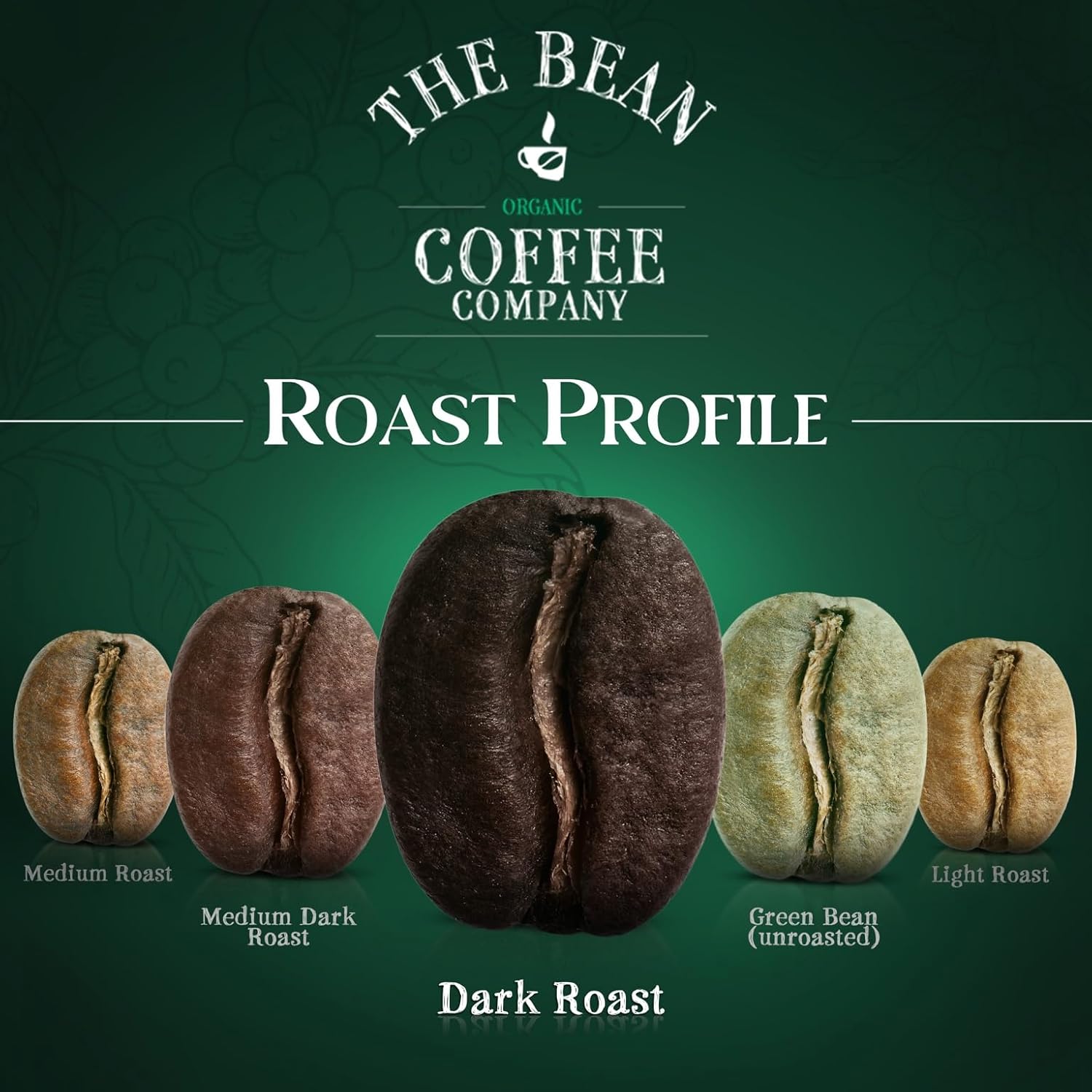 The Bean Organic Coffee Company 50/50 (Half Caff) French Roast, 50% Decaf, Dark Roast, Ground Coffee, 16-Ounce Bag, Café Molido Tostado Orgánico descafeinado
