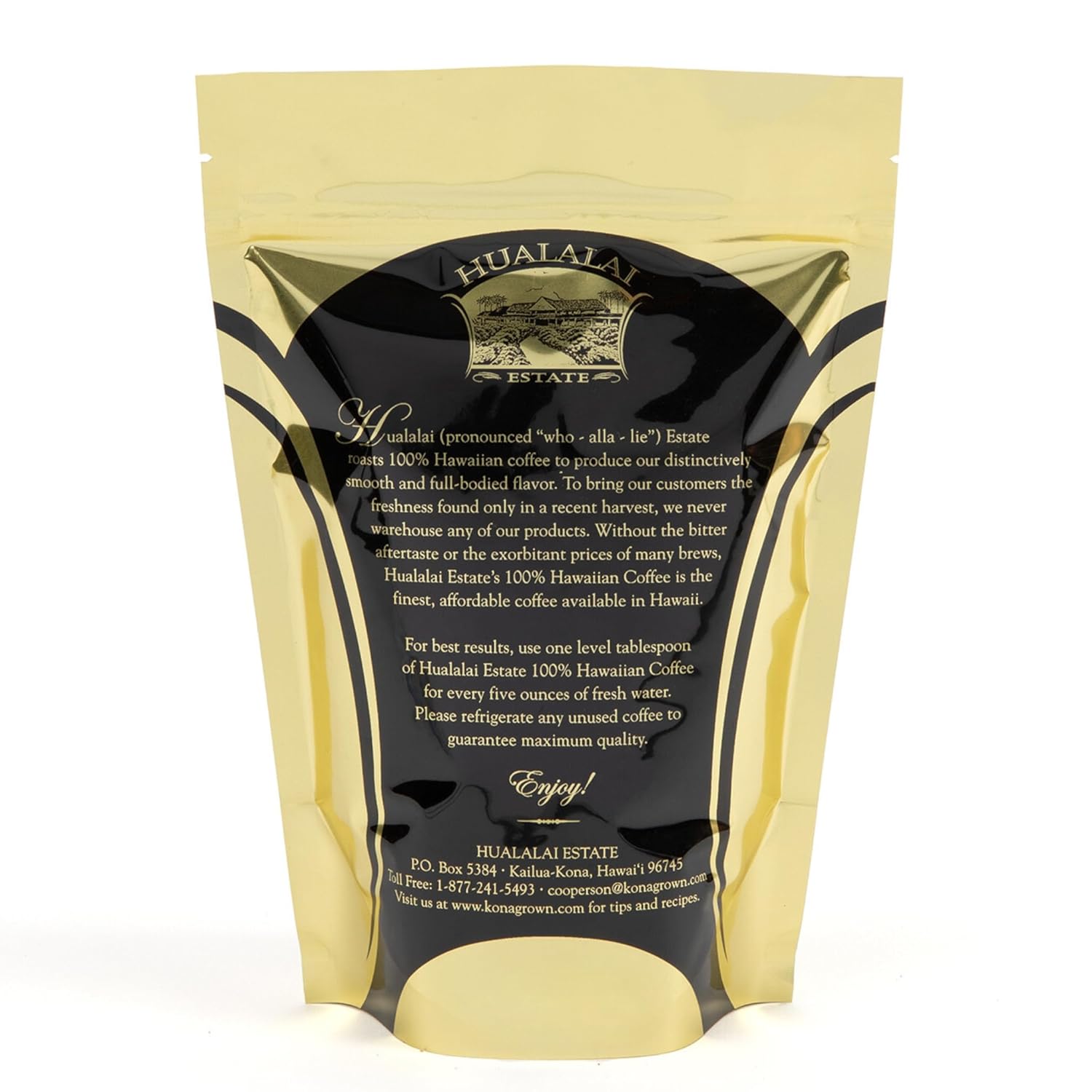 Hualalai Estate 100% Pure Kona Ground Coffee - Medium Dark Roasted Hawaiian Grown Beans - Pesticide-Free Gourmet Grade Premium Coffee (4 oz)