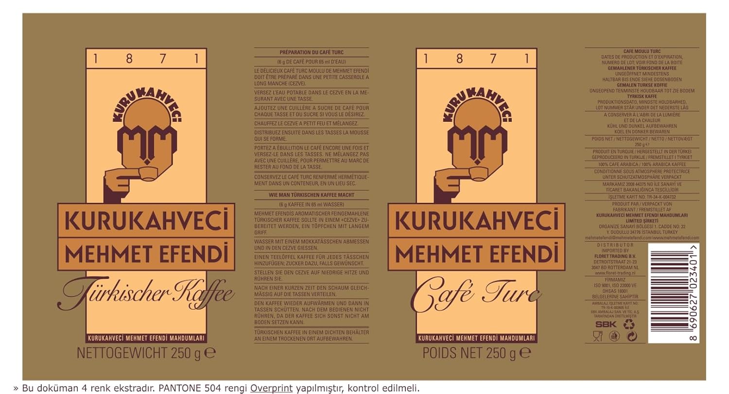 KURUKAHVECI MEHMET EFENDI Turkish Coffee, Arabica Beans, Roasted Ground,Rich Aroma, Fresh, Medium to Heavy-bodied, Original Taste Since 1871 (8.8 OZ / 250 Gr)
