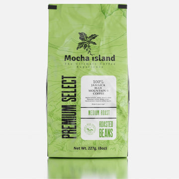 Mocha Island Blue Mountain Coffee from Jamaica Medium Roast Whole Beans (8oz)