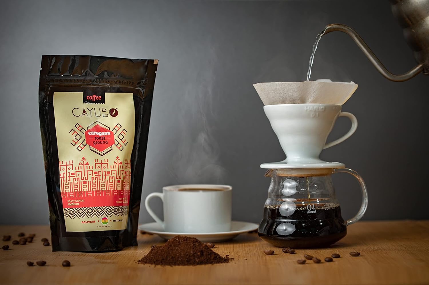 Cayubo Coffee - Single Origin Bolivian Altitude Beans, Roasted at 13.326 Feet - Medium Roast Ground Coffee, 12 oz, grown at 1750 m.a.s.l - Adventure Coffee