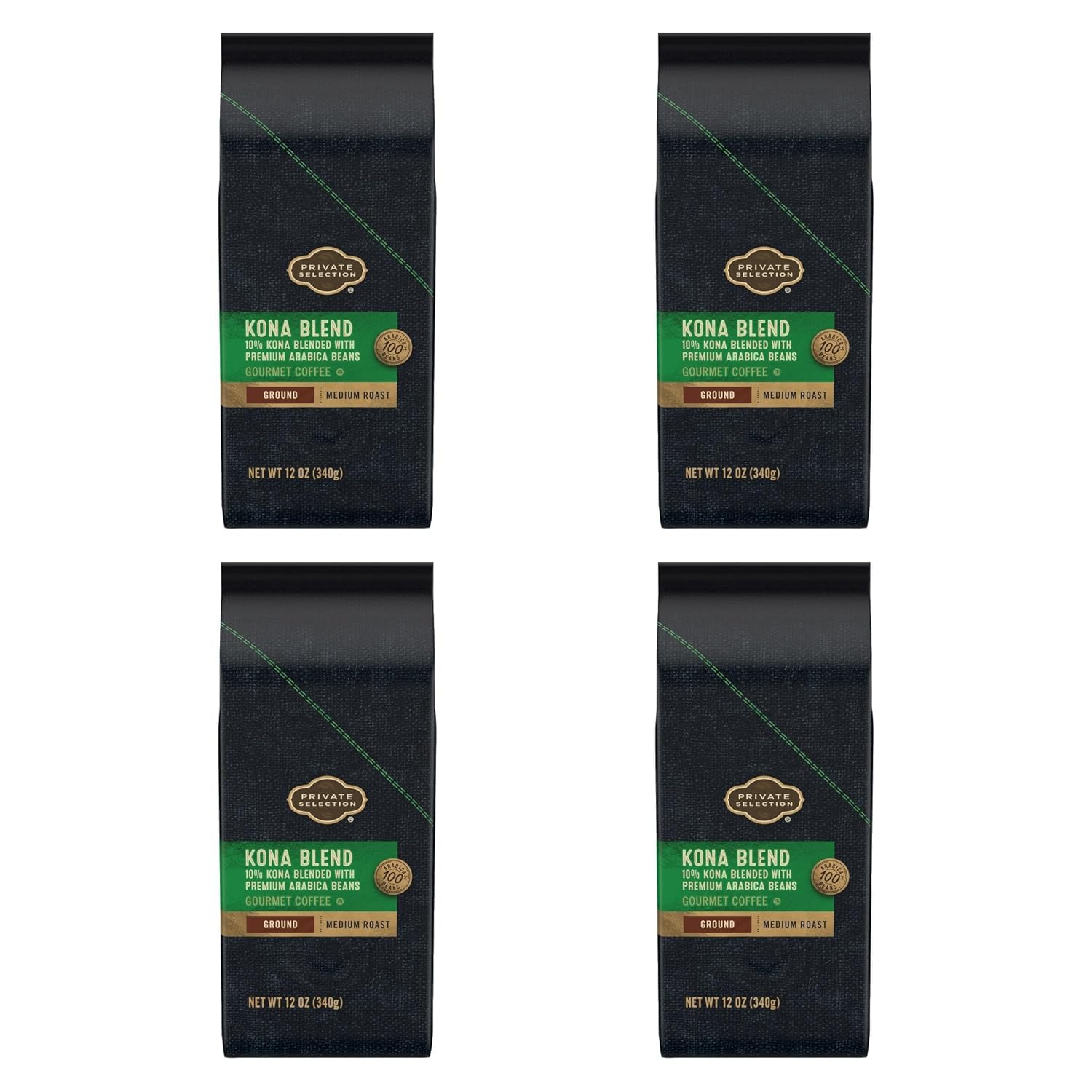 Private Selection Kona Blend Medium Roast Ground Coffee 12 oz (Pack of 4)