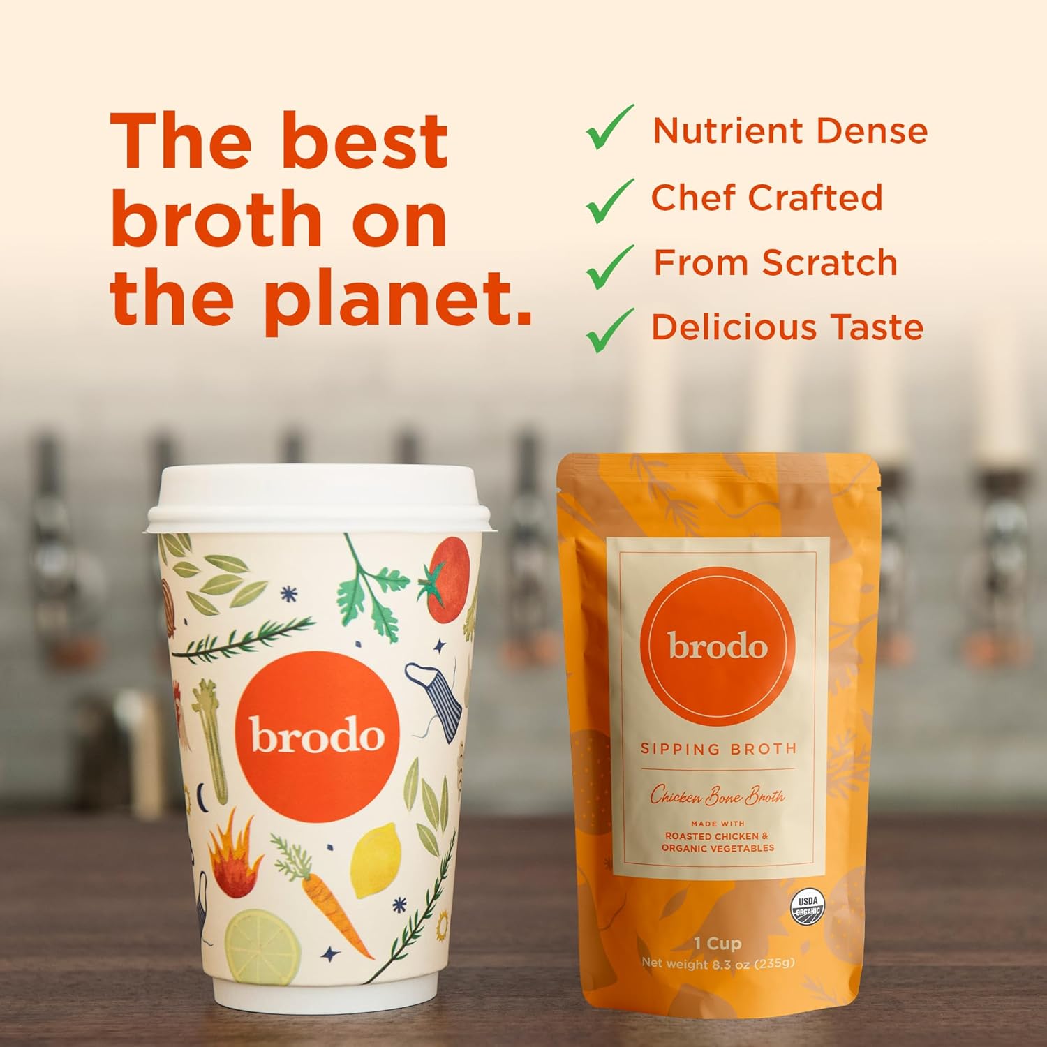Brodo Classic Variety Pack with Collagen & Protein, Includes Organic Chicken, 100% Grass-Fed Beef, & Hearth Bone Broths for Sipping & Cooking, Nutrient-Dense & Slow-Simmered for Deep Flavor (6x 8.3oz)