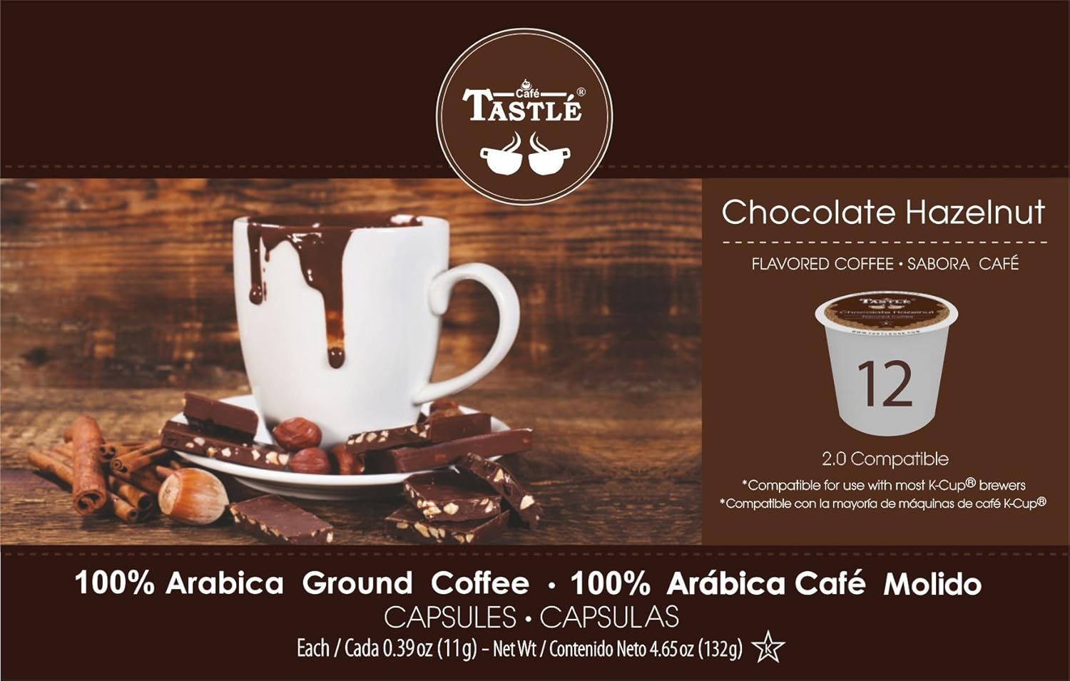 Cafe Tastlé Chocolate Hazelnut Single Serve Coffee, 24 Count