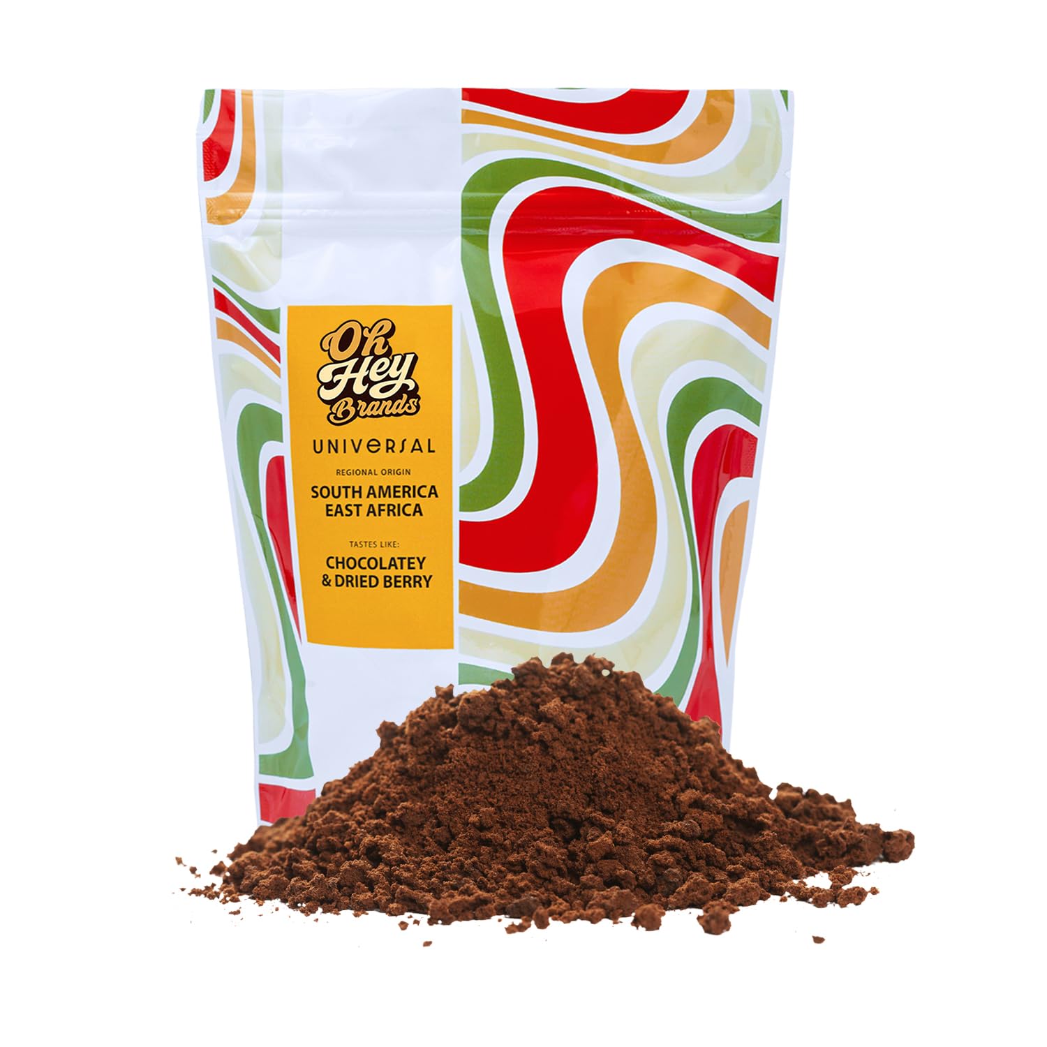 OH HEY BRANDS Ground Coffee 12 oz – Medium Roast Specialty Blend – Freshly Roasted, Smooth Texture, Chocolatey & Dried Berry Flavors – Universal