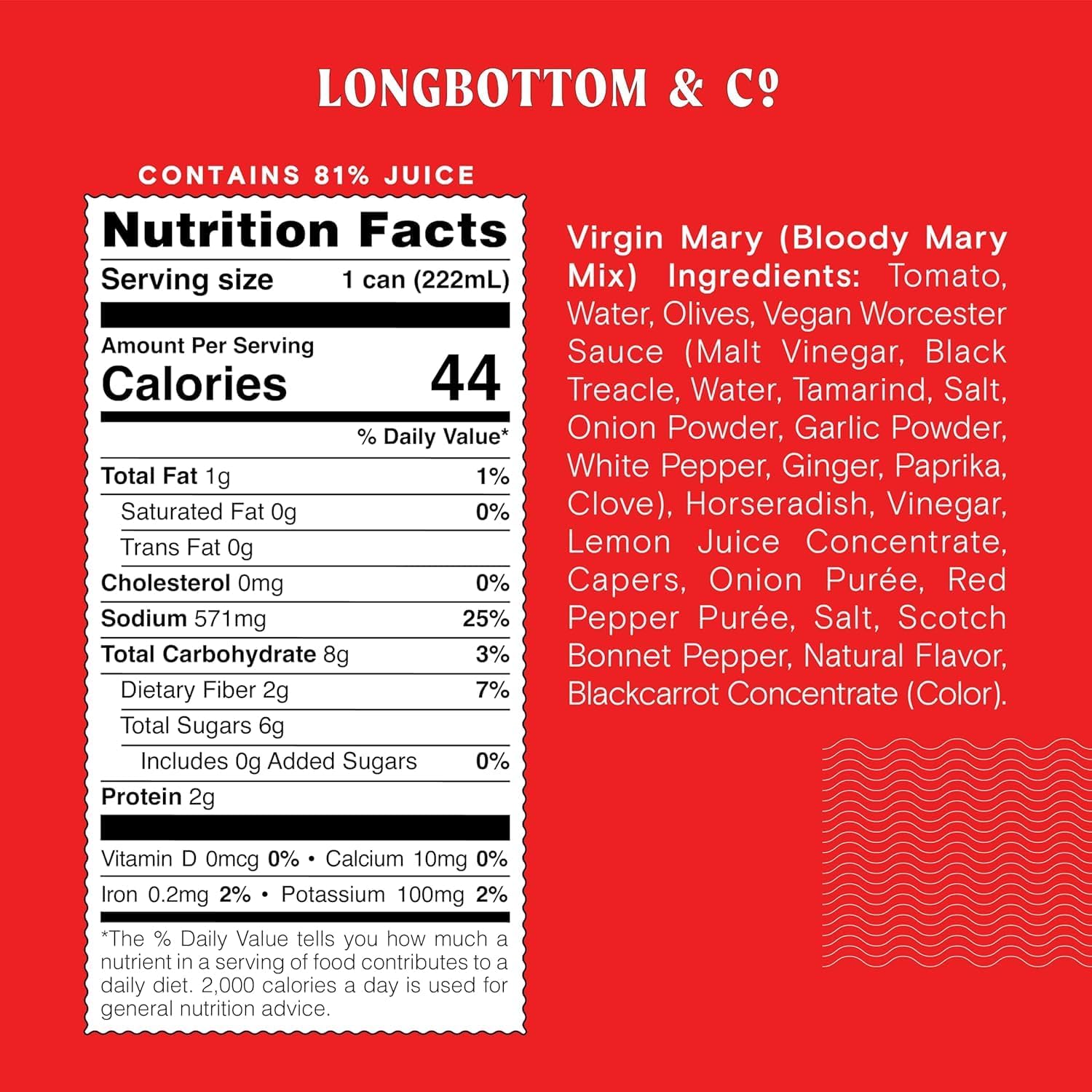 Longbottom & Co. Virgin Bloody Mary Mix/Tomato Juice | Premium Made with Fresh Pressed Tomatoes | Low in Sodium | 7.5 Fl Oz (4 Pack)