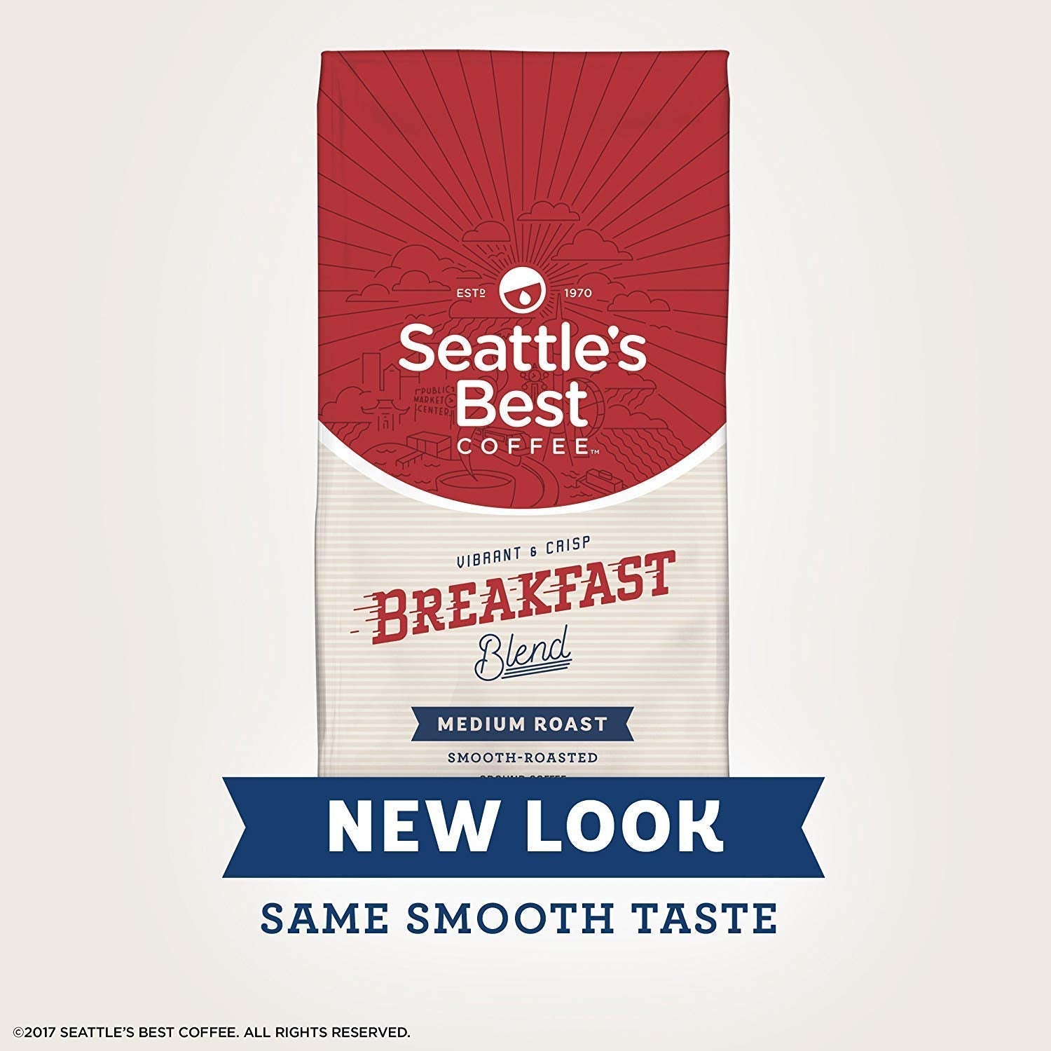 Seattle’s Best Coffee Breakfast Blend Medium Roast Ground Coffee, 12-Ounce Pack of 2