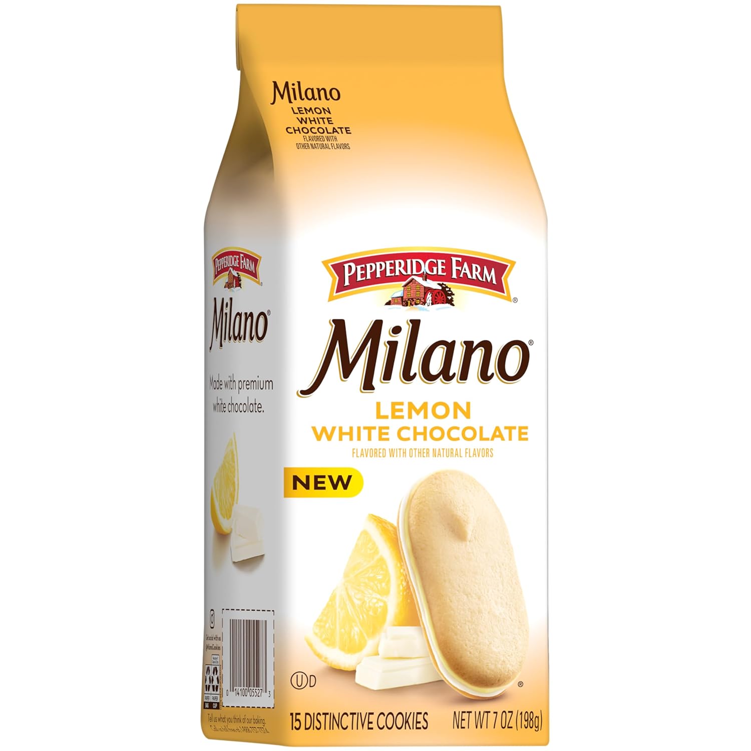 Pepperidge Farm Milano White Chocolate Lemon Flavored Cookies, 7 Oz Bag