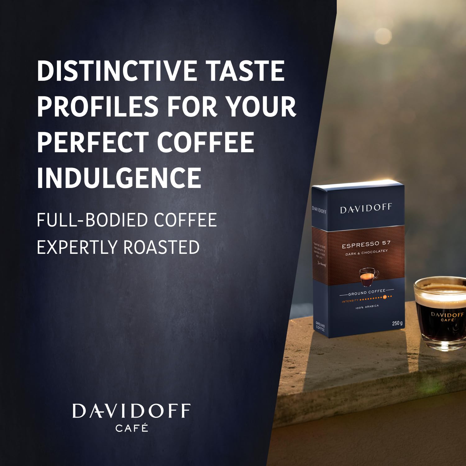 DAVIDOFF Espresso 57 Ground Coffee - Pack of 4-10/12 Intensity - 250 g x 4