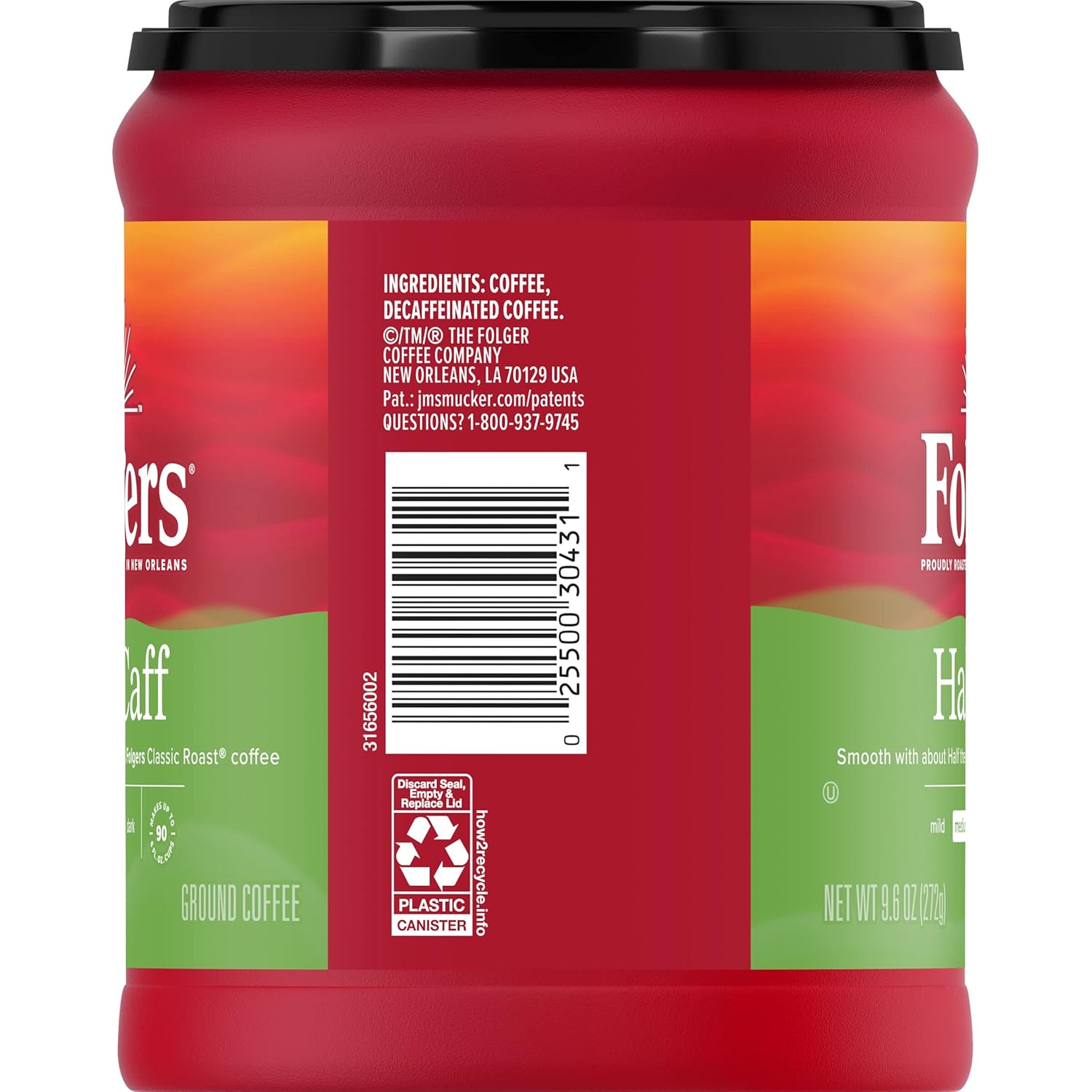 Folgers Half Caff Ground Coffee, Medium Roast, 9.6 Ounce